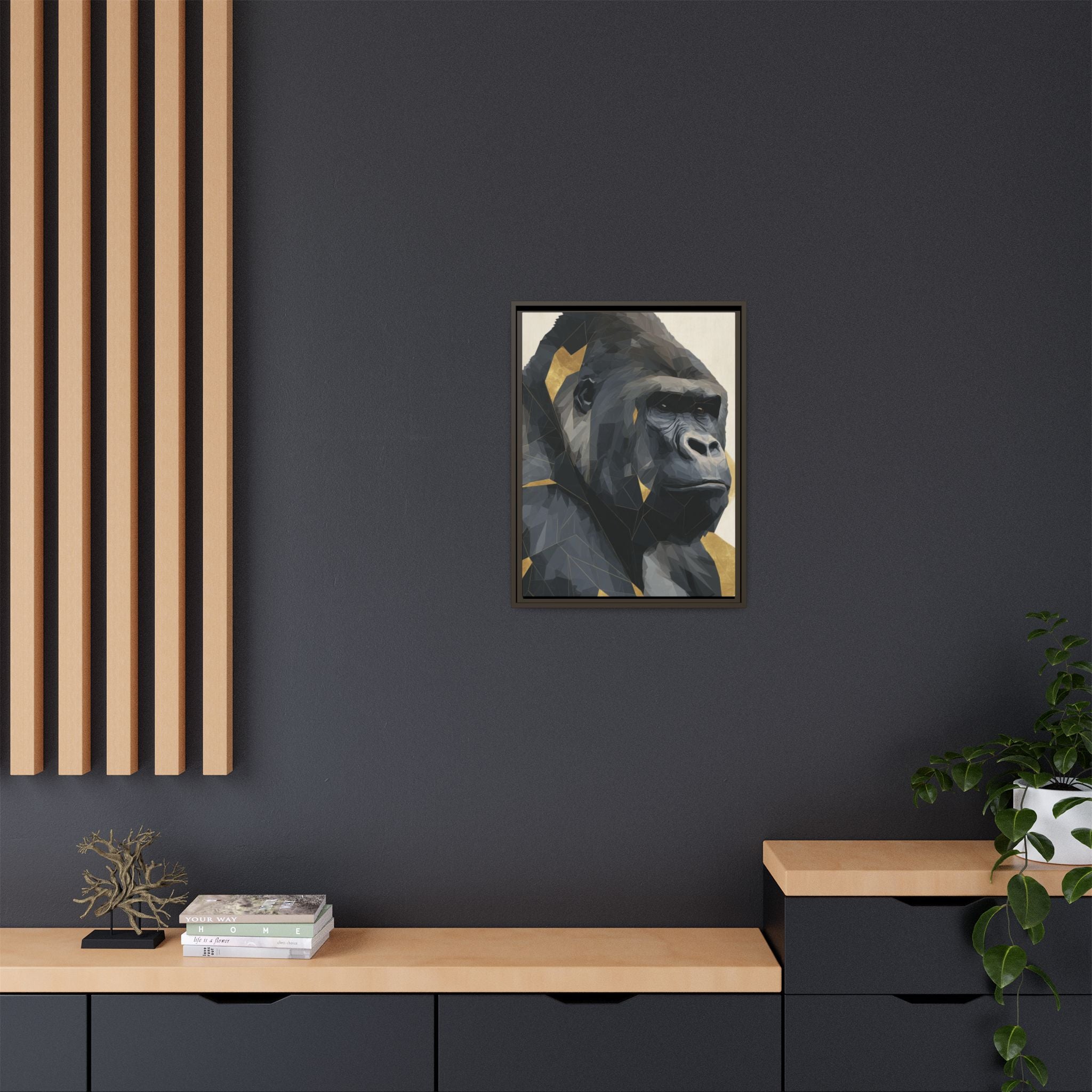 Primal Geometry: Polygonal Gorilla Portrait, Modern Metallic Wildlife Art   |  Personalized & Custom Orders Available