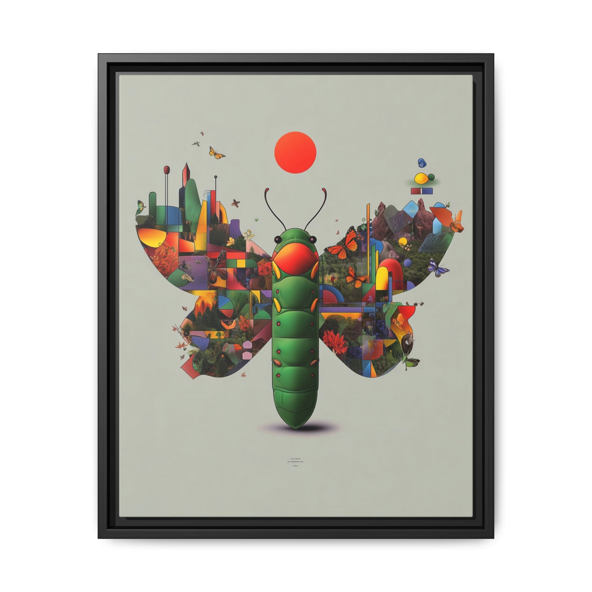 Geometric Chrysalis Framed Print : Butterfly Transformation, Digital Abstract Landscape Metaphor   |  Personalized & Custom Orders