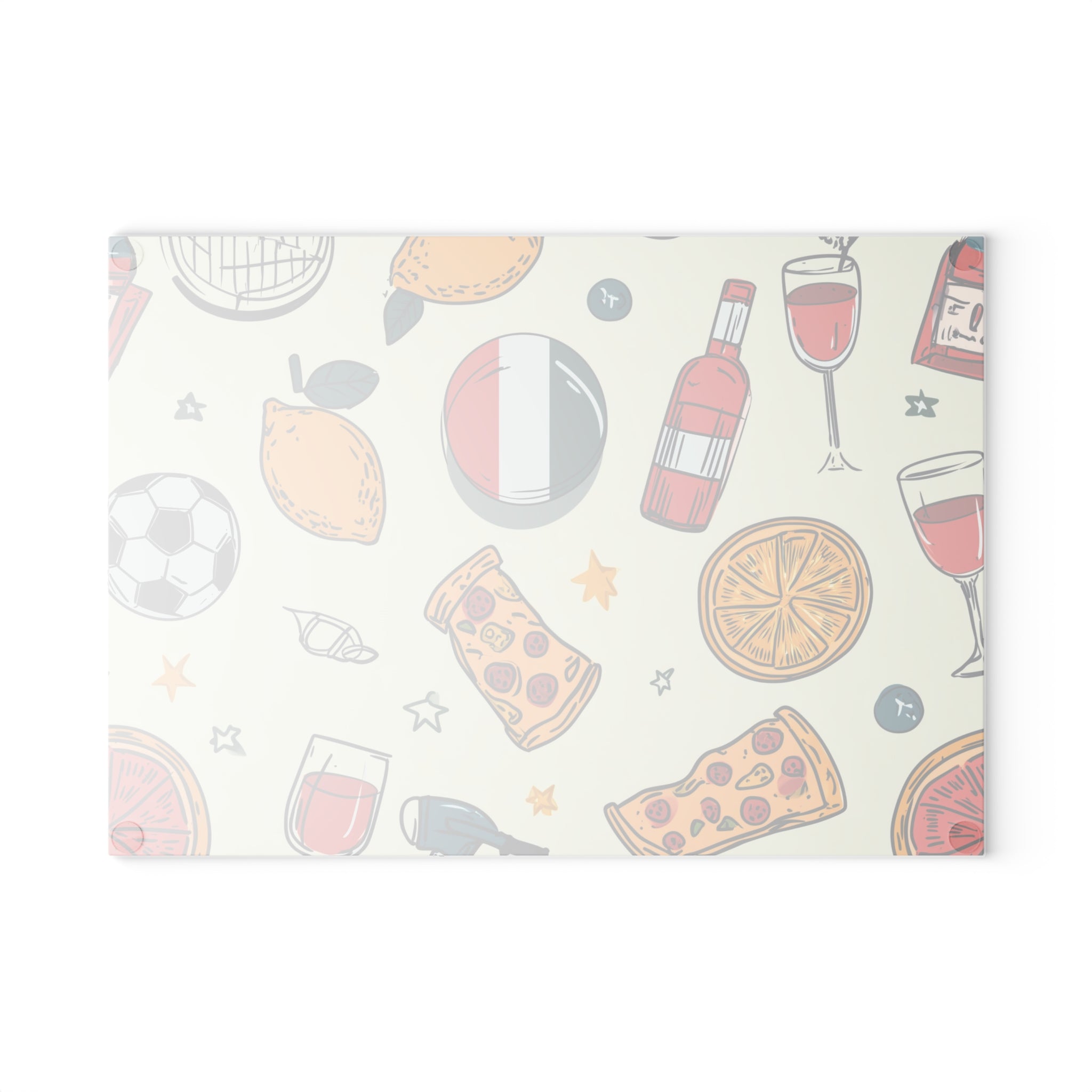 Italian Pattern Glass Cutting Board — Stylized Mediterranean Kitchen Décor