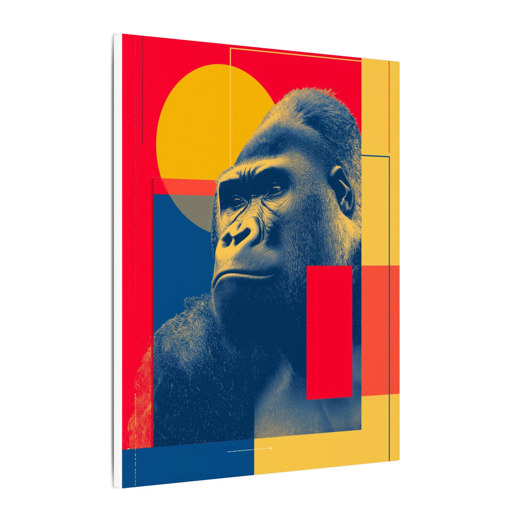 Regal Primate: Geometric Pop Art Portrait, Blue and Yellow Gorilla Graphic, Contemporary Wildlife Design   |  Personalized & Custom Orders