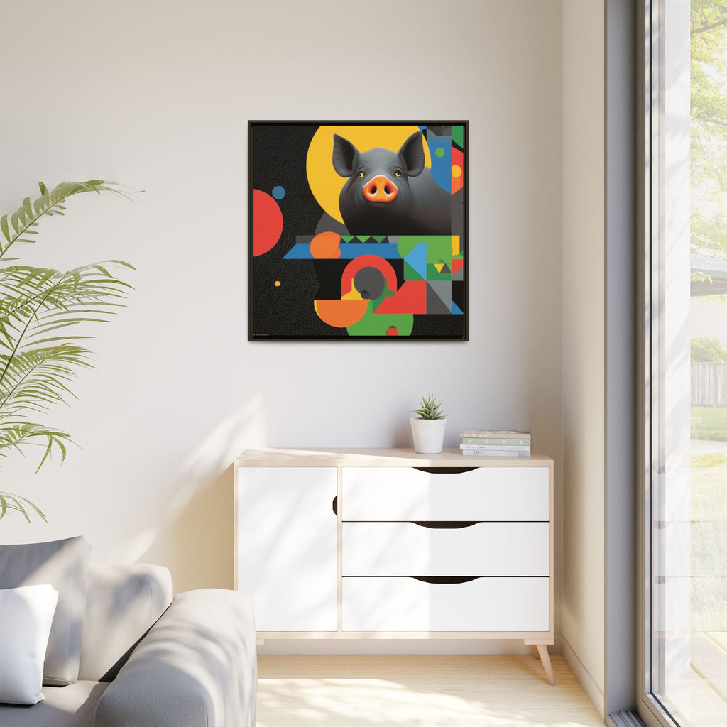 Geometric Pig Poster: Abstract Graphic Design, Colorful Modernist Composition   |    Custom Orders Available