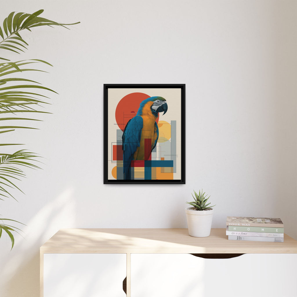 Macaw in Geometric Harmony: Modern Avian Portrait, Architectural Abstract Composition   |    Custom Orders Available