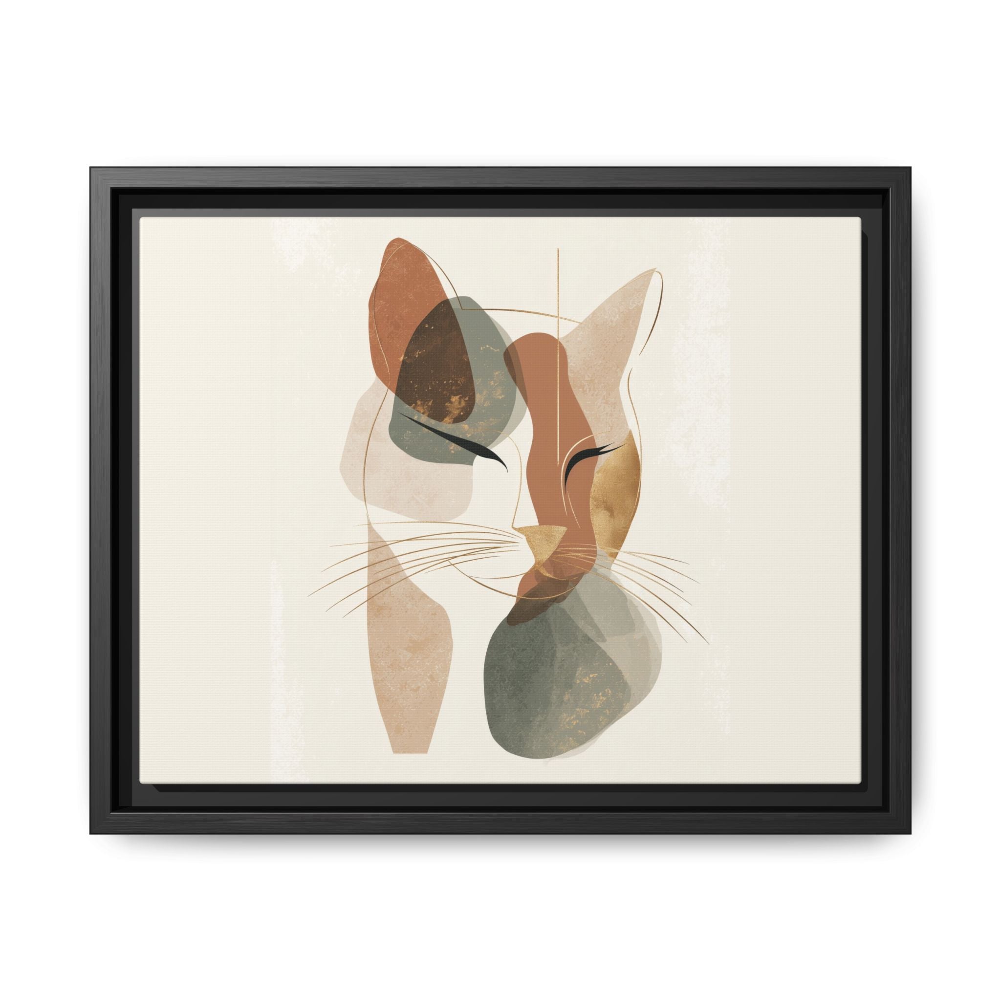 Feline Geometry: Abstract Cat Portrait, Minimalist Earth Tones   |  Personalized & Custom Orders Available
