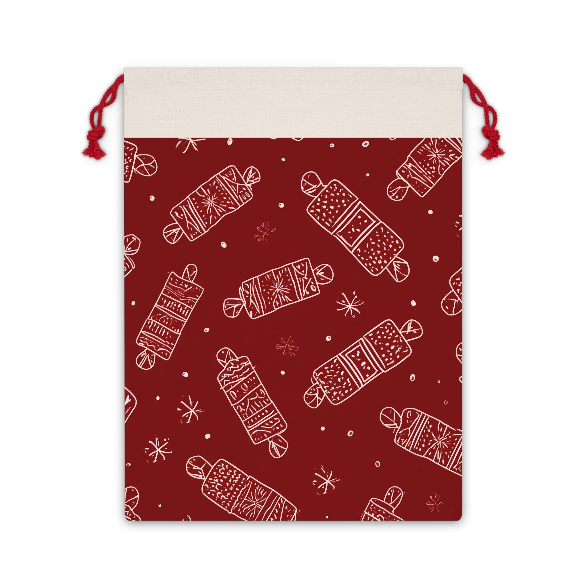 Christmas Cracker Gift Bag - Kids Holiday Present Wrapping, Santa Claus Design, Festive Party Favors, Stocking Stuffer, Cute Xmas Packaging