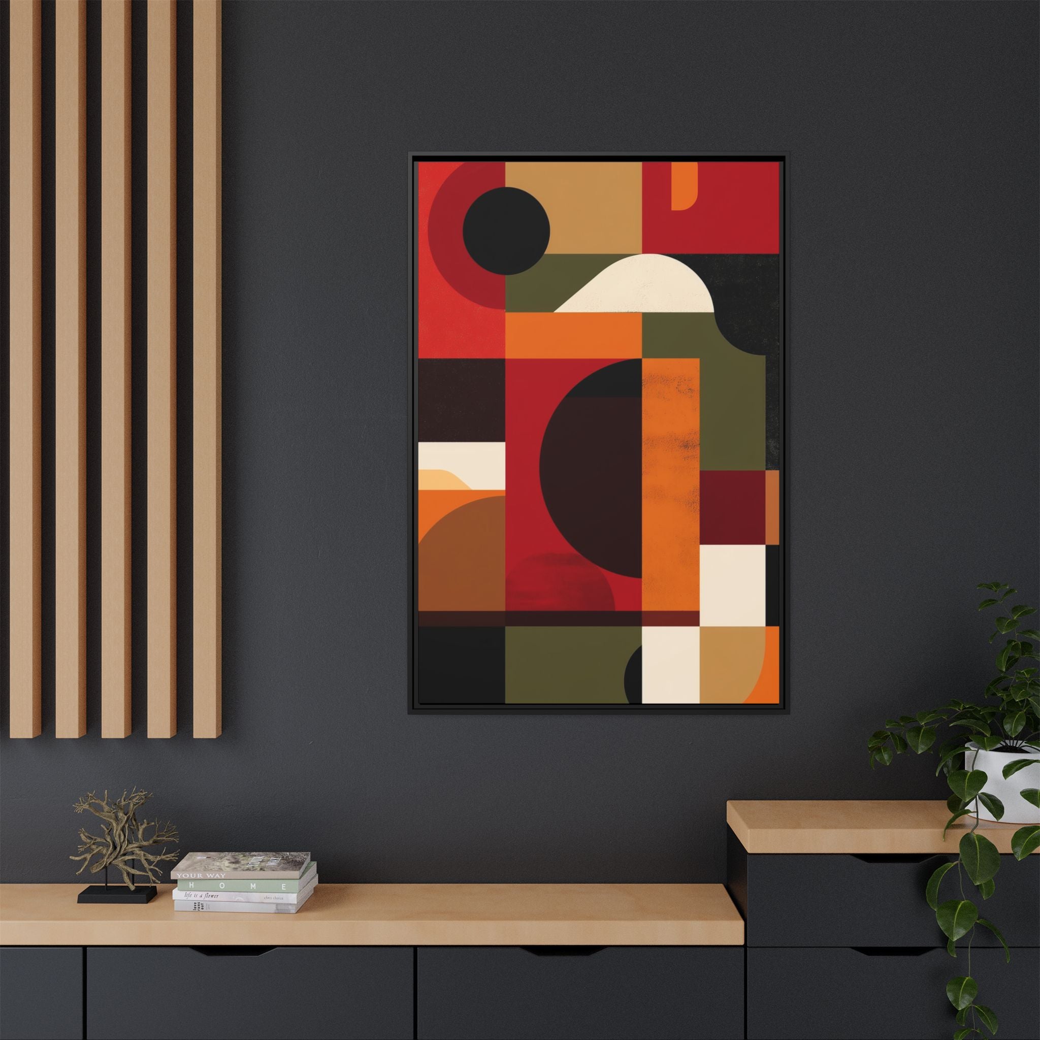 Geometric Convergence: Abstract Bauhaus Design, Constructivist Color Blocks, Architectural Art Composition   |   Custom Orders Accepted