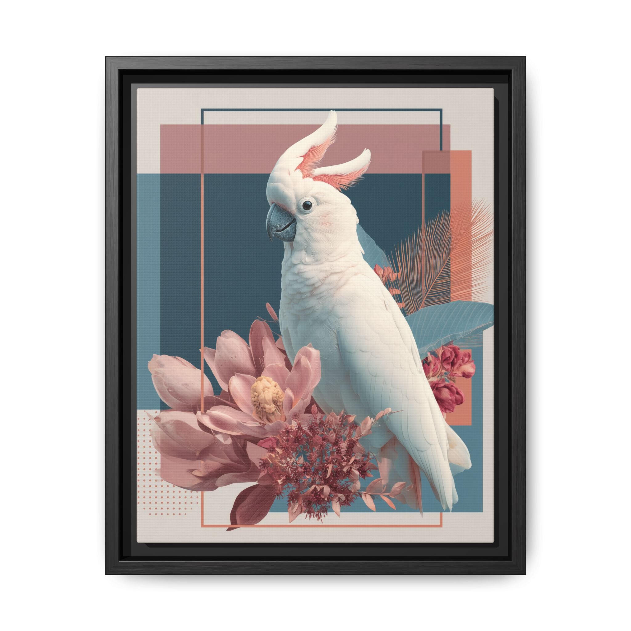 Cockatoo Geometric Framed Print : Modern Wildlife Illustration, Geometric Botanical Fusion   |  Personalized & Custom Orders Available