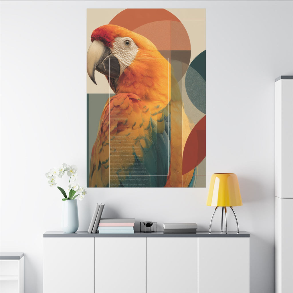 Geometric Macaw Portrait: Vibrant Avian Design, Modern Graphic Art Style   |    Custom Orders Available