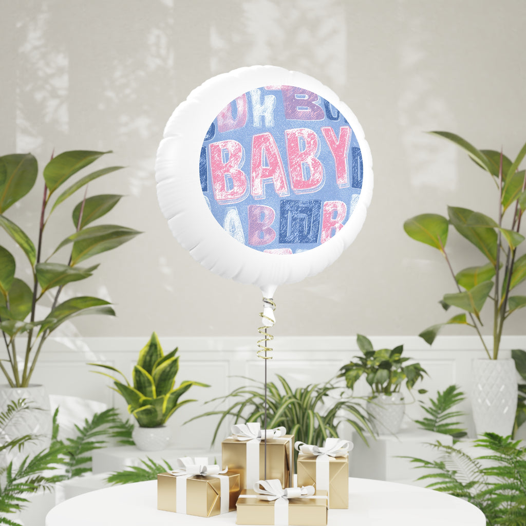Baby Gender Reveal Mylar Balloon — 'BABY' Pink & Blue Patterned Helium Balloon