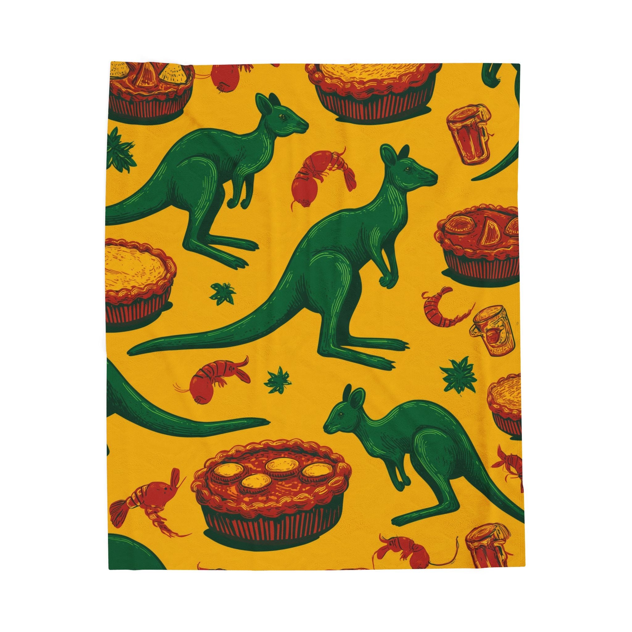 Aussie Bounty Quilt Doona Duvet Cover : Whimsical Kangaroo Woodcut, Vintage Australian Pattern Art   |   Custom Orders Accepted