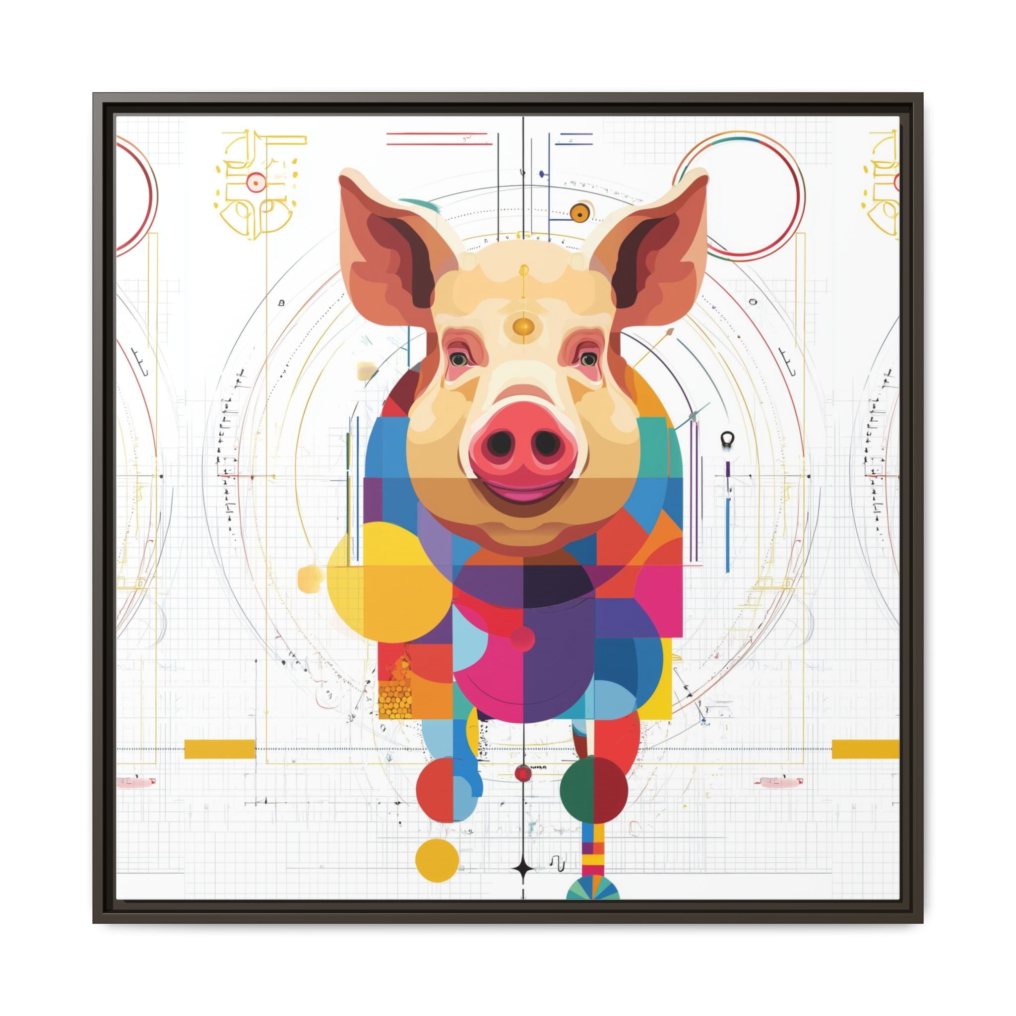 Geometric Pig: Digital Cubist Portrait, Mathematical Animal Abstraction   |    Custom Orders Available