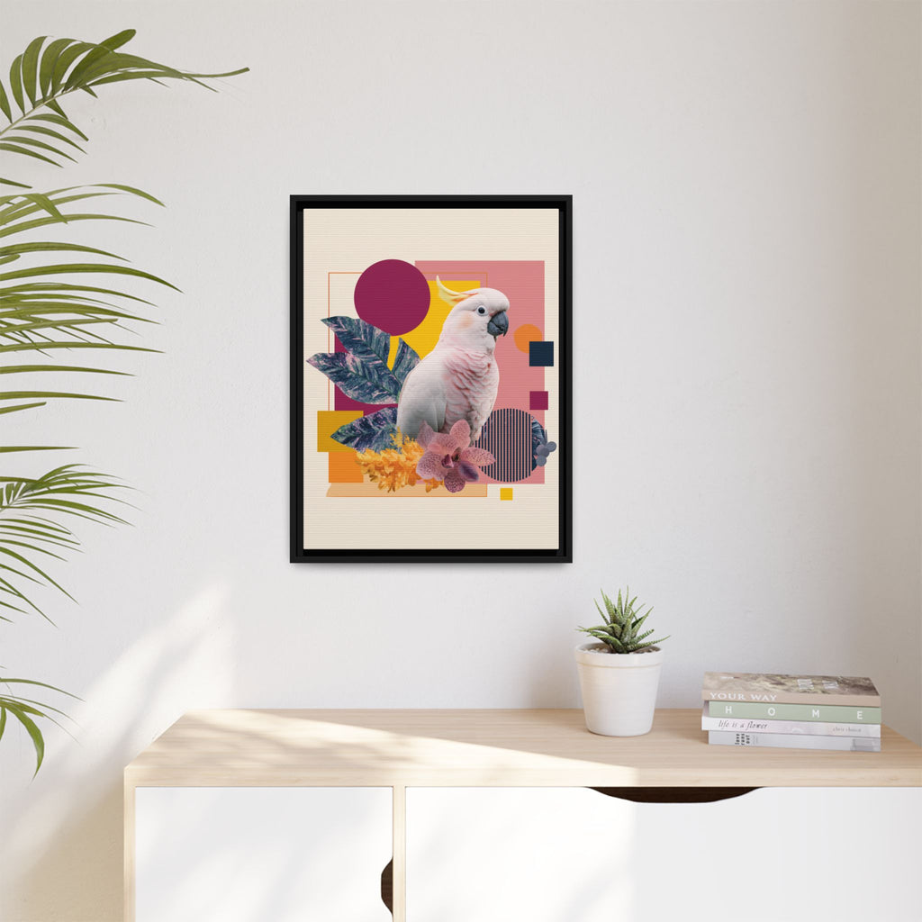 Cockatoo Geometric Framed Print : Tropical Digital Collage, Modern Abstract Design   |  Personalized & Custom Orders Available