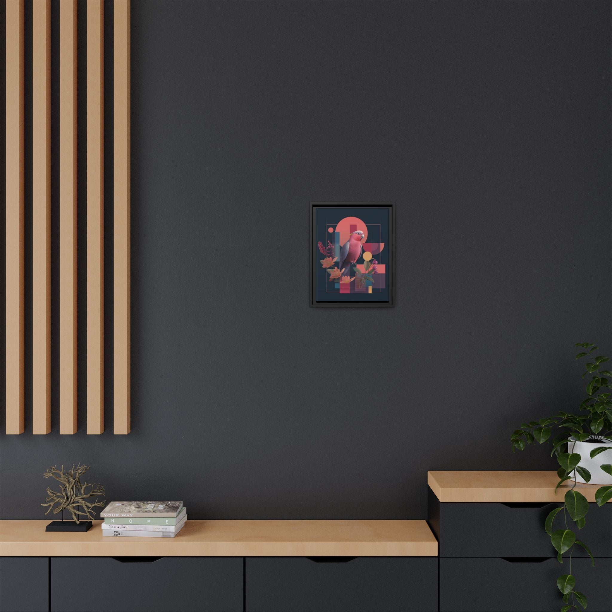 Galah Geometric Framed Print : Stylized Digital Cockatoo Portrait, Contemporary Abstract Botanical    |   Custom Orders Accepted