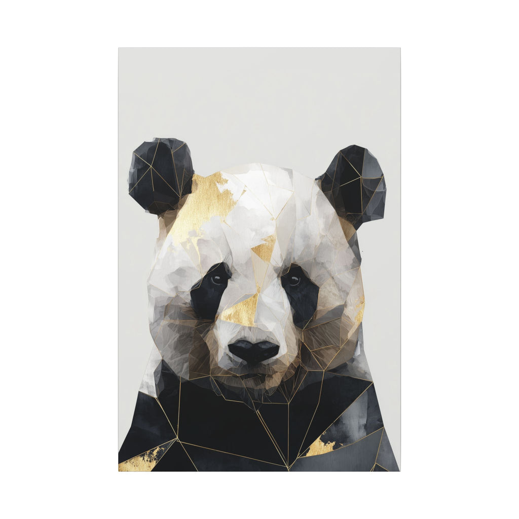Geometric Panda: Low Poly Art, Contemporary Wildlife Portrait, Metallic Triangular Design   |  Personalized & Custom Orders Available
