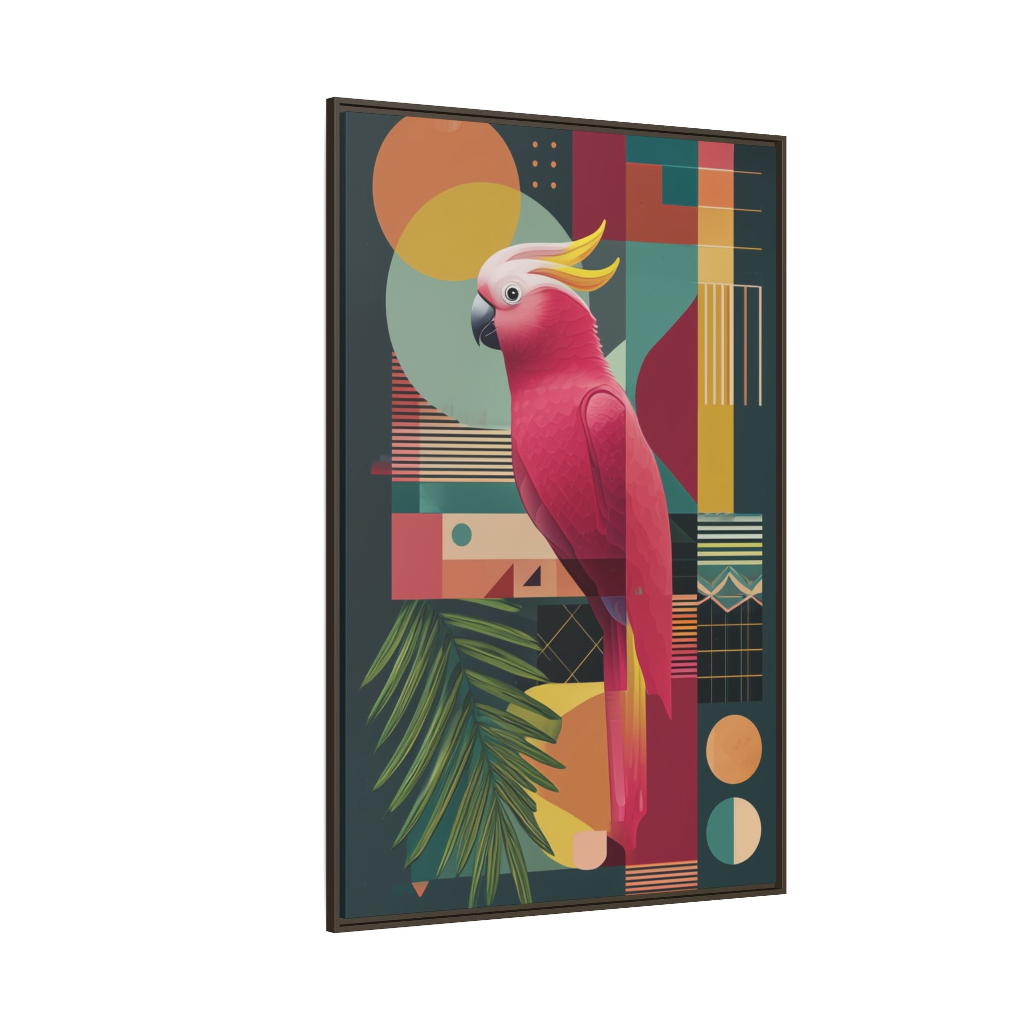 Geometric Cockatoo Framed Print: Mid-Century Modern Bird Art, Contemporary Graphic Print   |  Personalized & Custom Orders Available