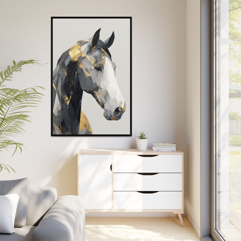 Geometric Stallion: Cubist Equine Art, Modern Metallic Polygonal Design   |  Personalized & Custom Orders Available
