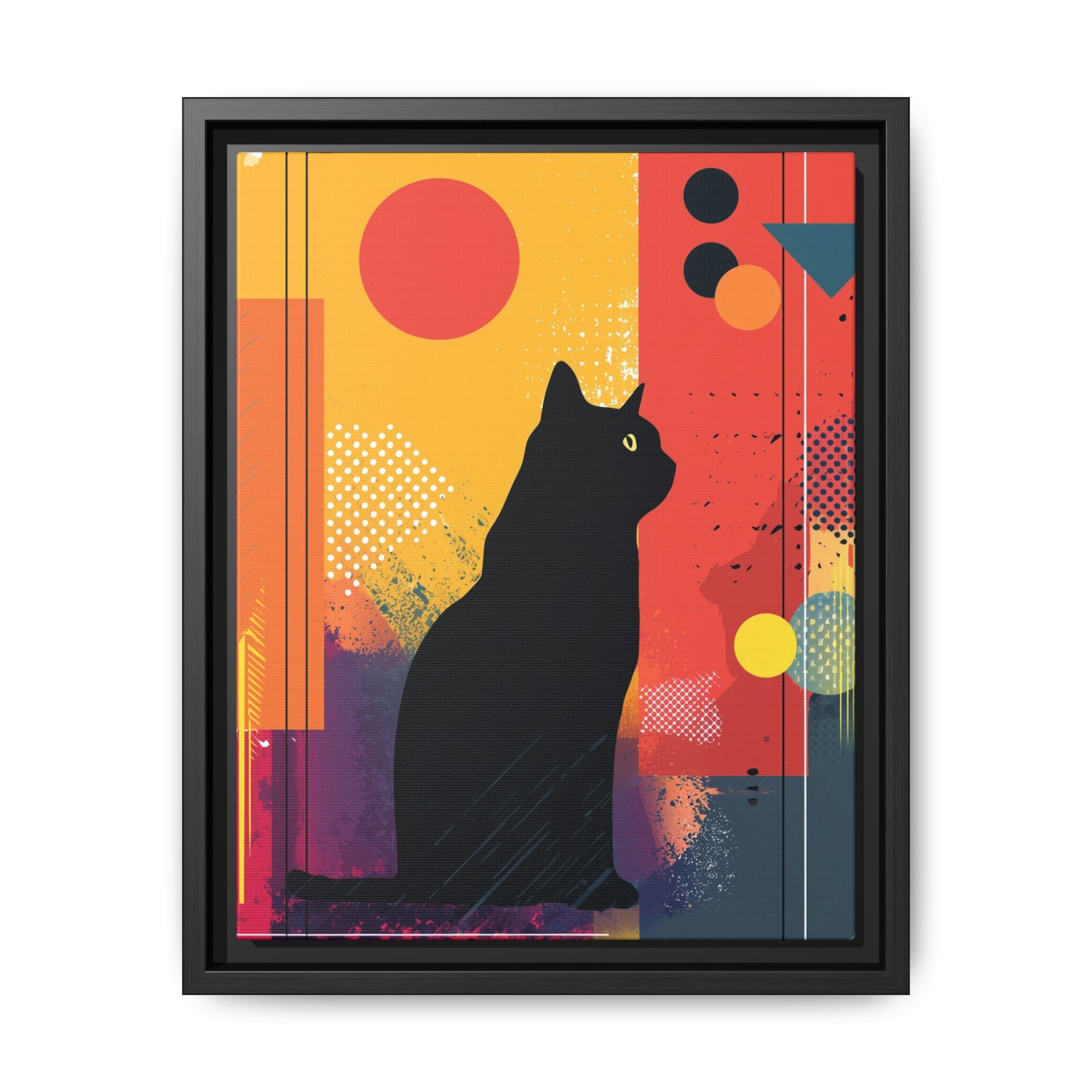 Feline Geometry Framed Print: Abstract Cat Silhouette, Retro Digital Design   |  Personalized & Custom Orders Available