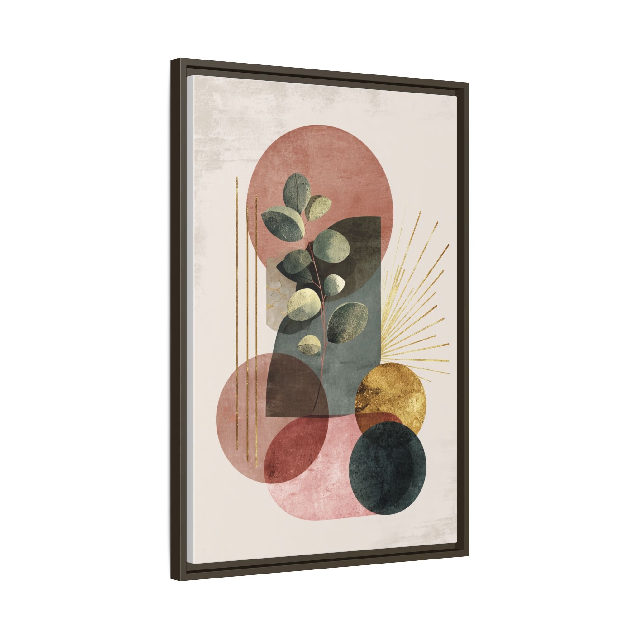 Botanical Geometric Symphony: Eucalyptus Harmony, Metallic Intersections, Modern Earth Tones   |   Custom Orders Accepted