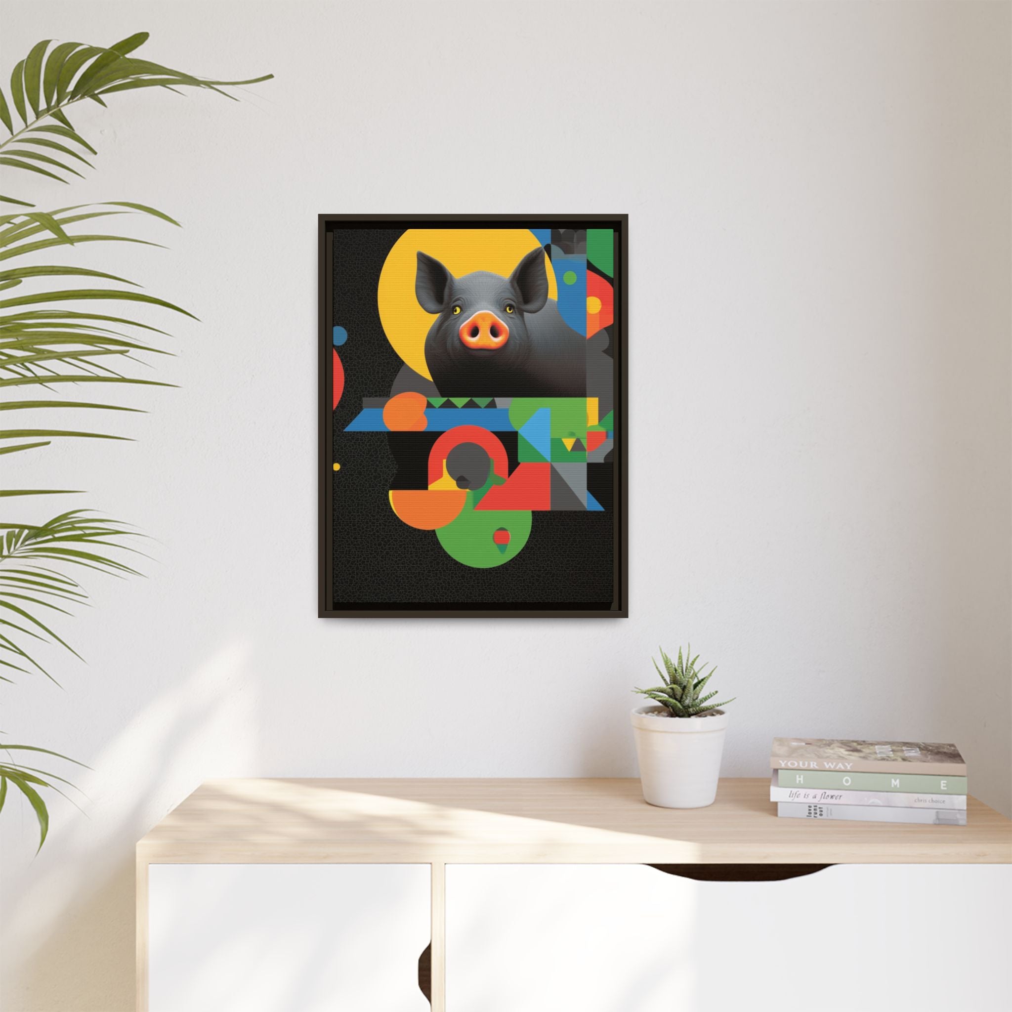 Geometric Pig Poster: Abstract Graphic Design, Colorful Modernist Composition   |    Custom Orders Available
