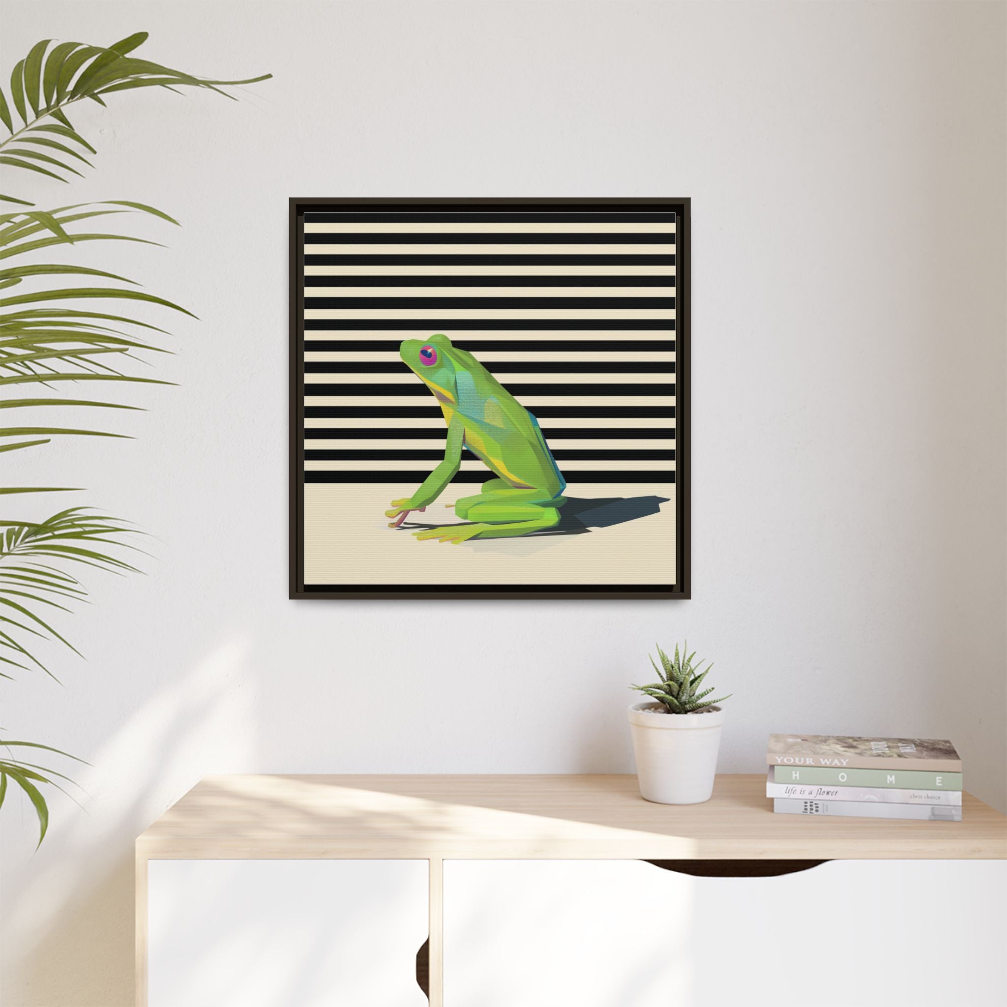 Stylized Frog Portrait Framed Print , Minimalist Pop Art Design   |  Personalized & Custom Orders Available
