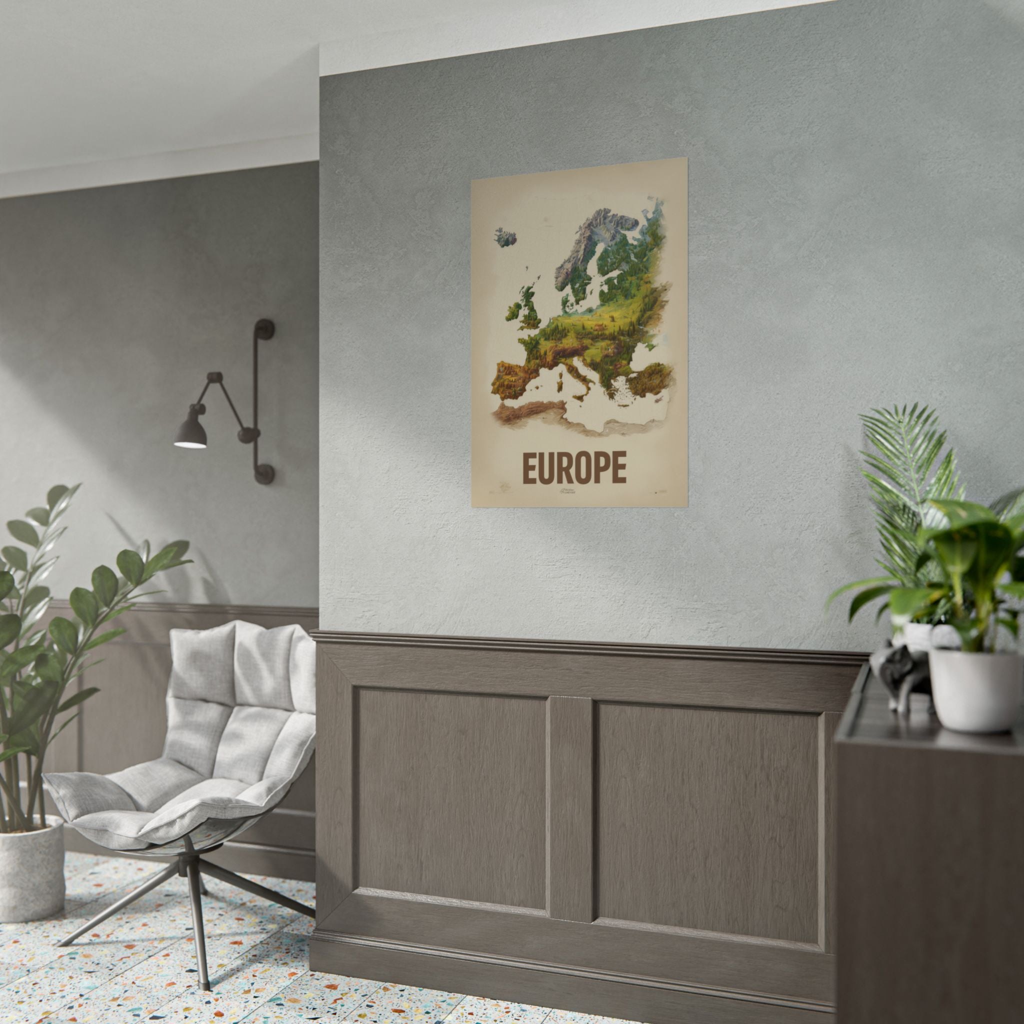 Europe Map Poster — Vintage Nature Scenic Travel Wall Art (Rolled Poster)