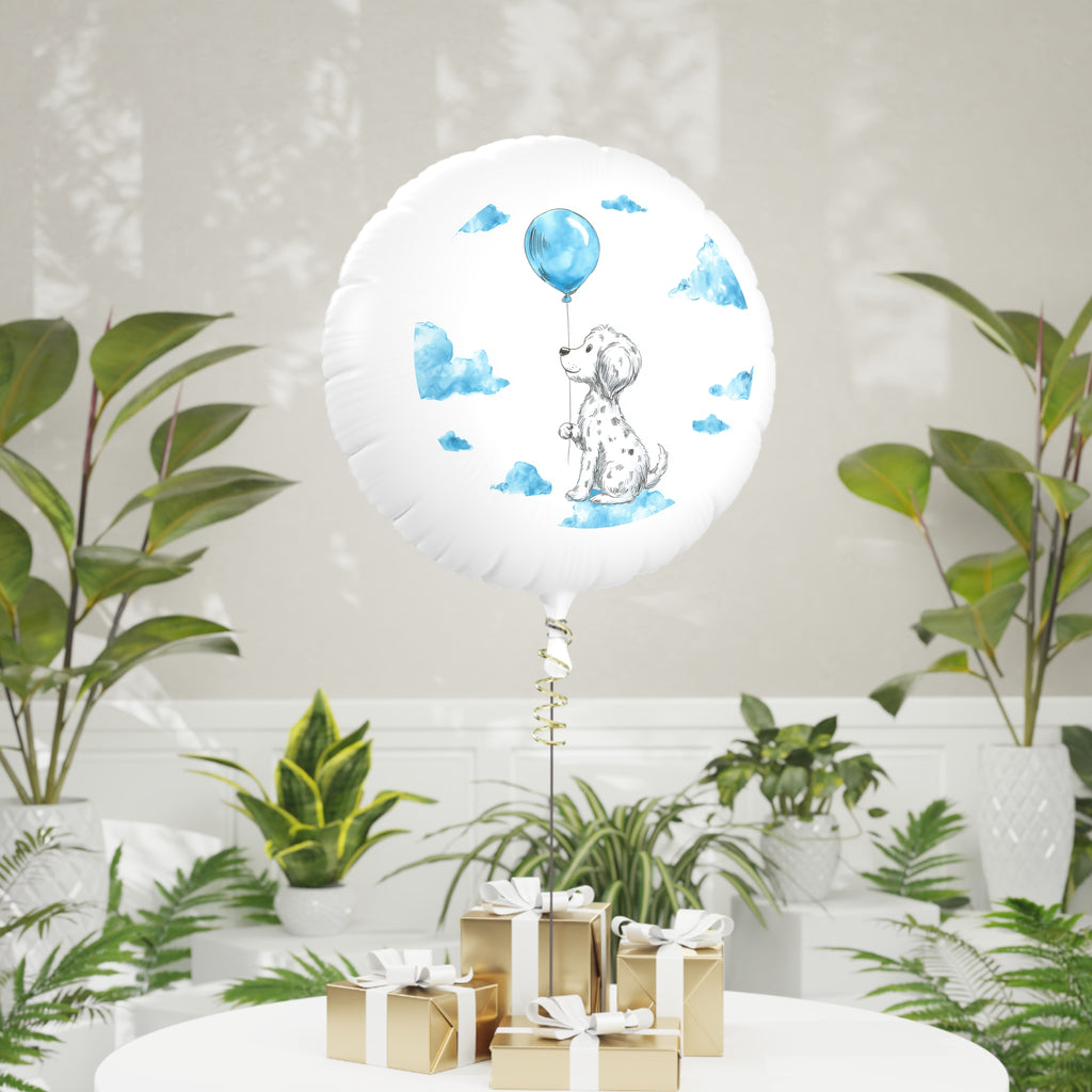 Blue Puppy Balloon — Mylar Helium Party Balloon (Baby Shower, First Birthday)