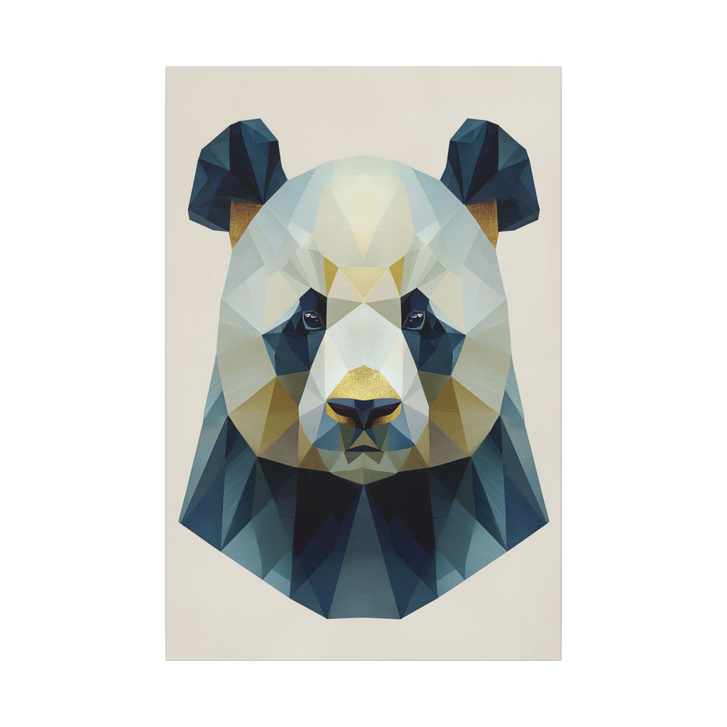 Geometric Panda: Low-Poly Animal Art, Modern Minimalist Design, Blue and Gold Illustration   |  Personalized & Custom Orders Available