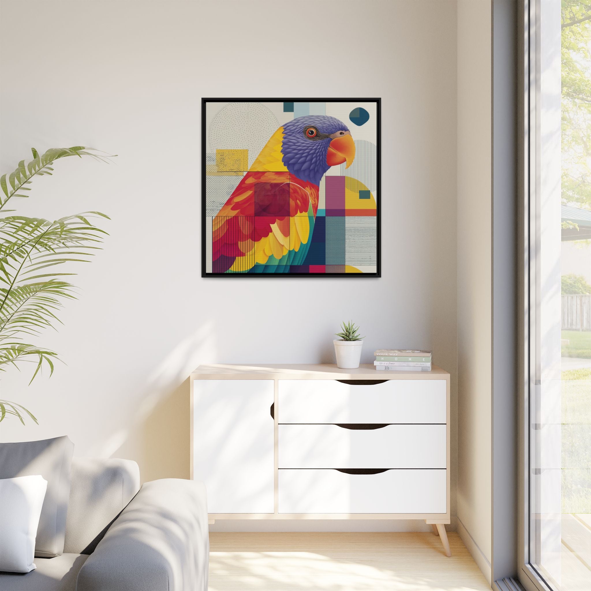 Geometric Parrot: Abstract Wildlife Art, Modern Color Block Design   |  Personalized & Custom Orders Available