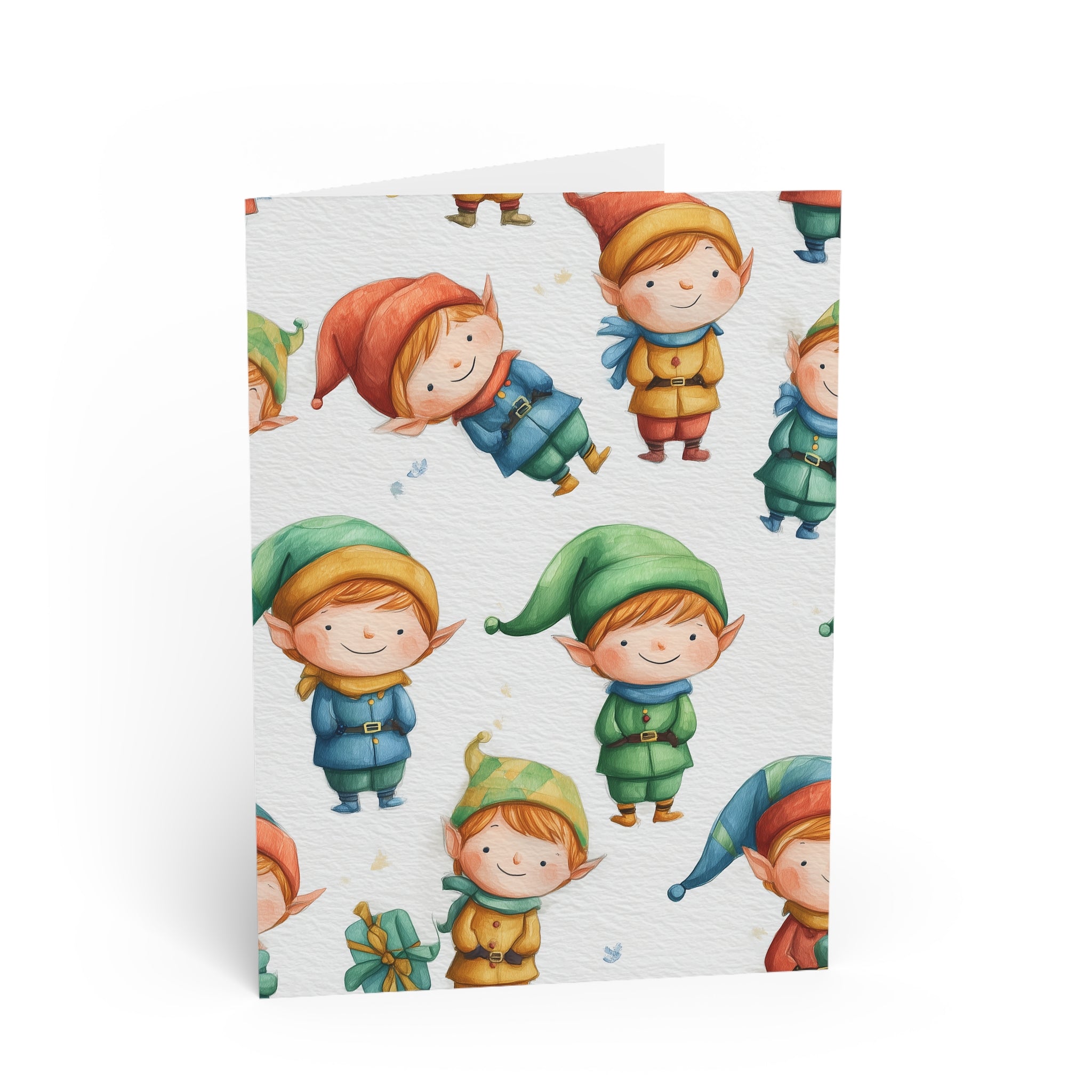 Cute Christmas Elf Pattern Greeting Cards — Holiday Note Cards for Kids & Family
