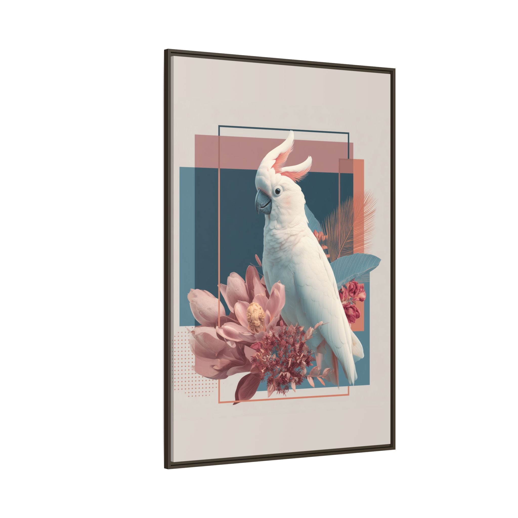 Cockatoo Geometric Framed Print : Modern Wildlife Illustration, Geometric Botanical Fusion   |  Personalized & Custom Orders Available