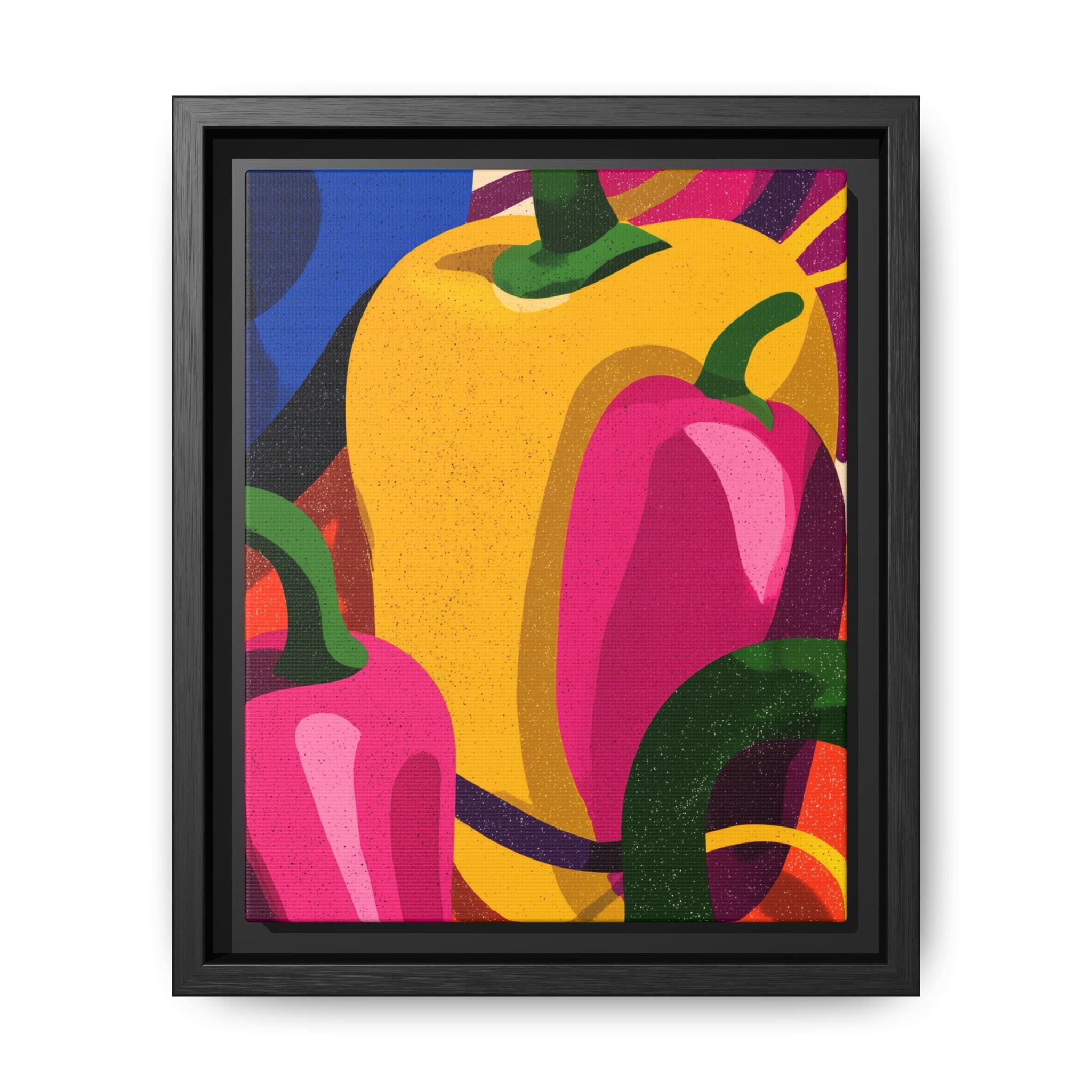 Canvas Art, Abstract Geometric Bell Peppers, Framed Wall Decor Print, Kitchen Wall Art, Modern Home Decor, Foodie Gift