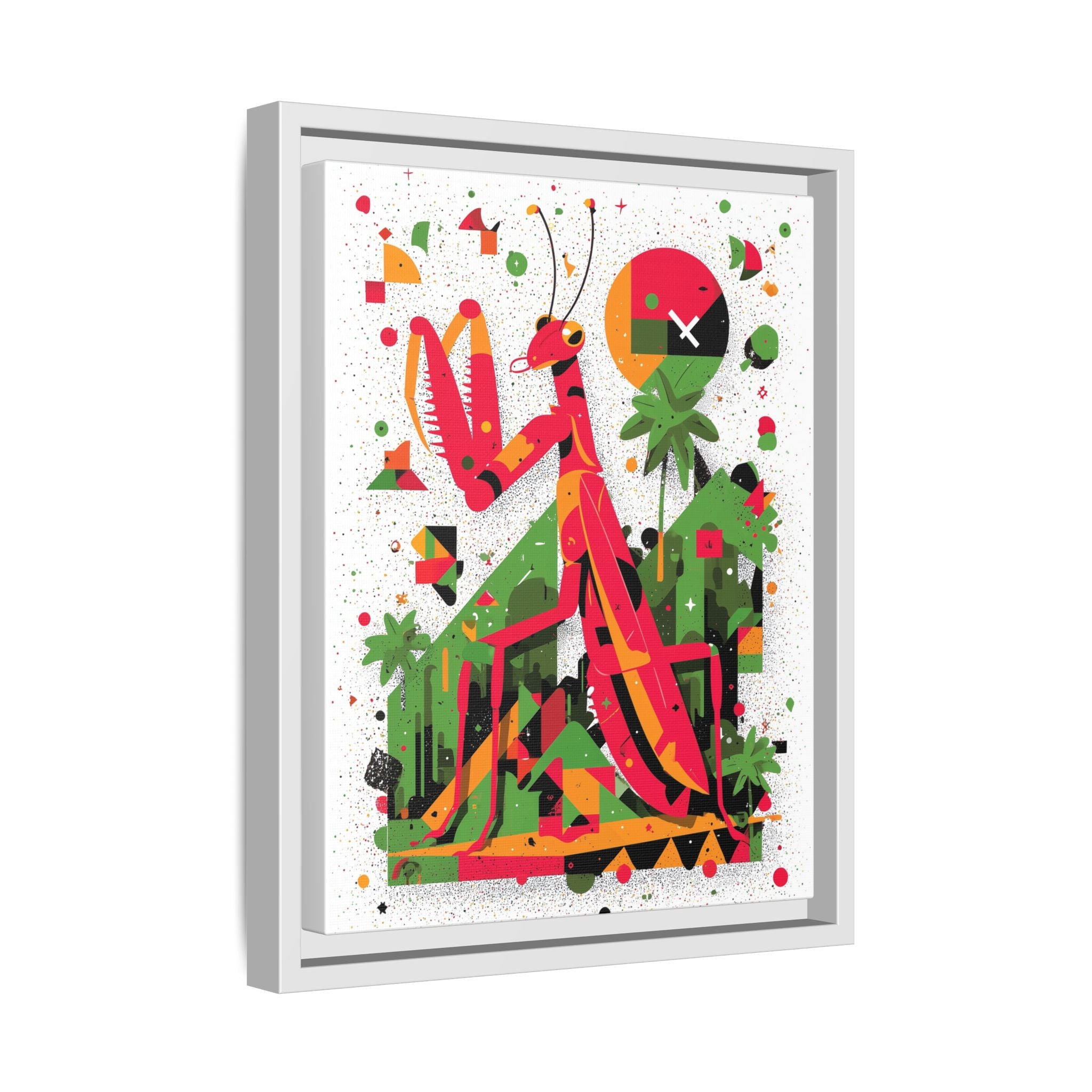 Praying Mantis Framed Print Geometric : Abstract Modernist Insect Art, Graphic Design Composition   |   Custom Orders Available
