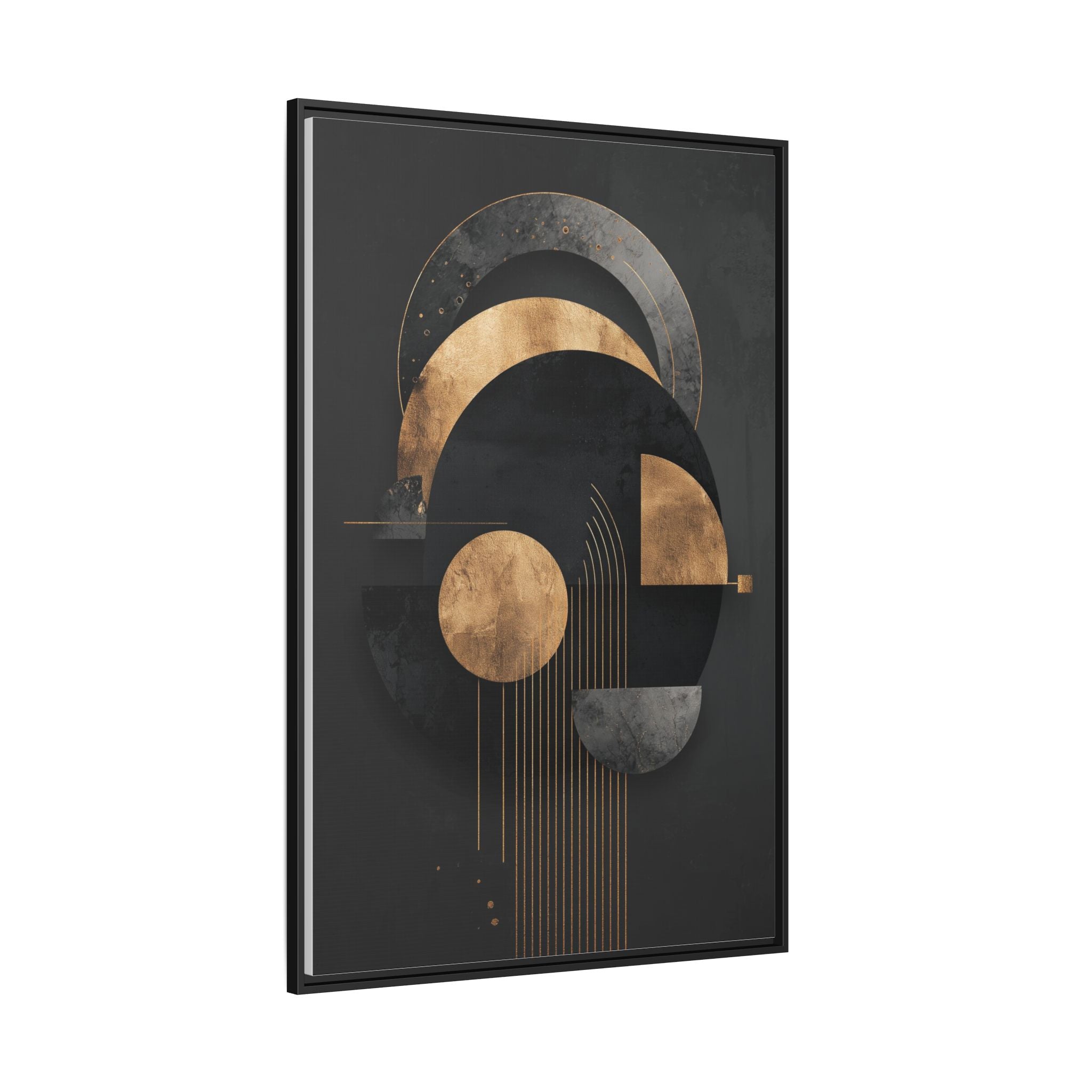 Geometric Resonance: Abstract Gold and Black Design, Minimalist Architectural Art, Modern Metallic Composition   |   Custom Orders Accepted