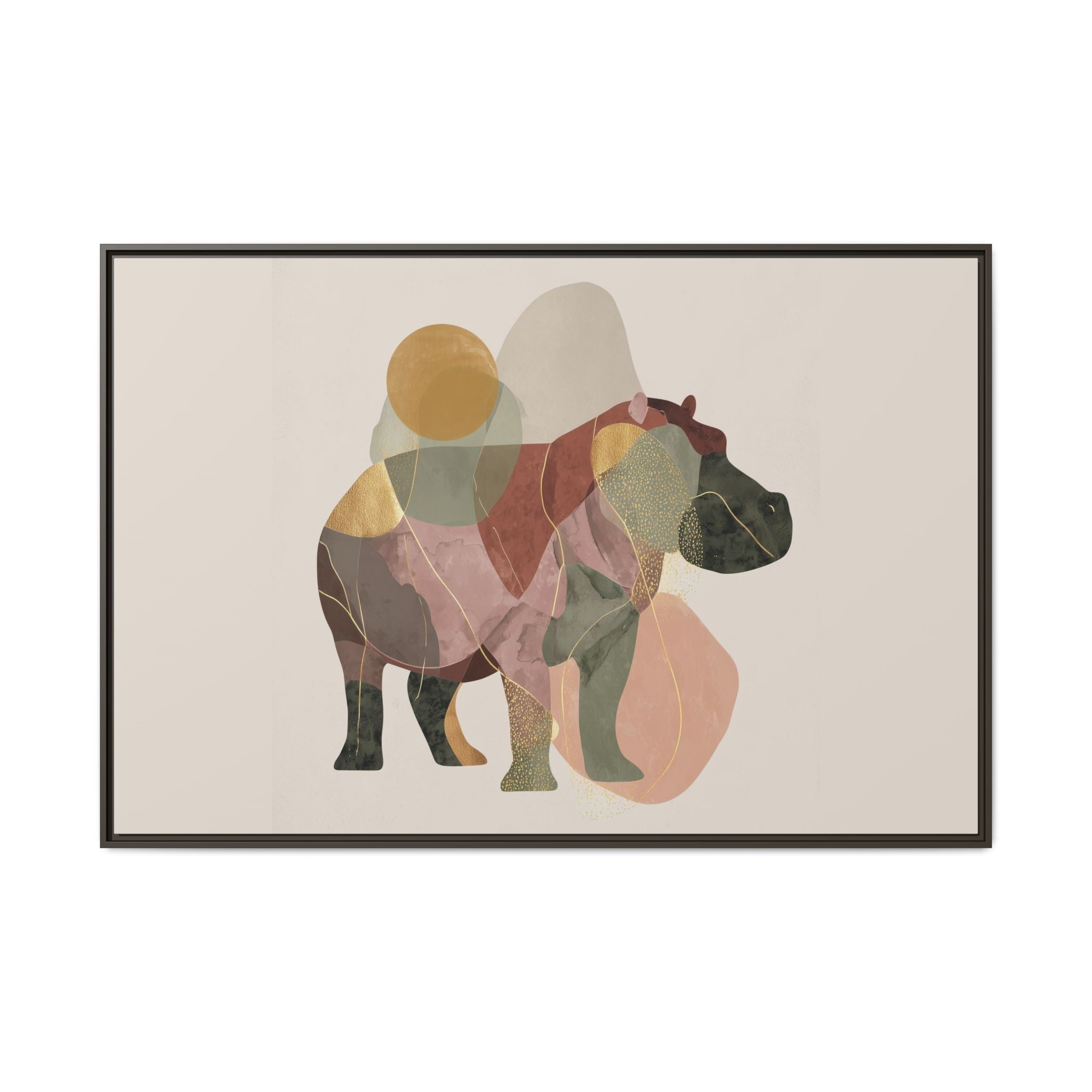 Geometric Hippo: Abstract Animal Watercolor, Modern Minimalist Composition   |    Custom Orders Available