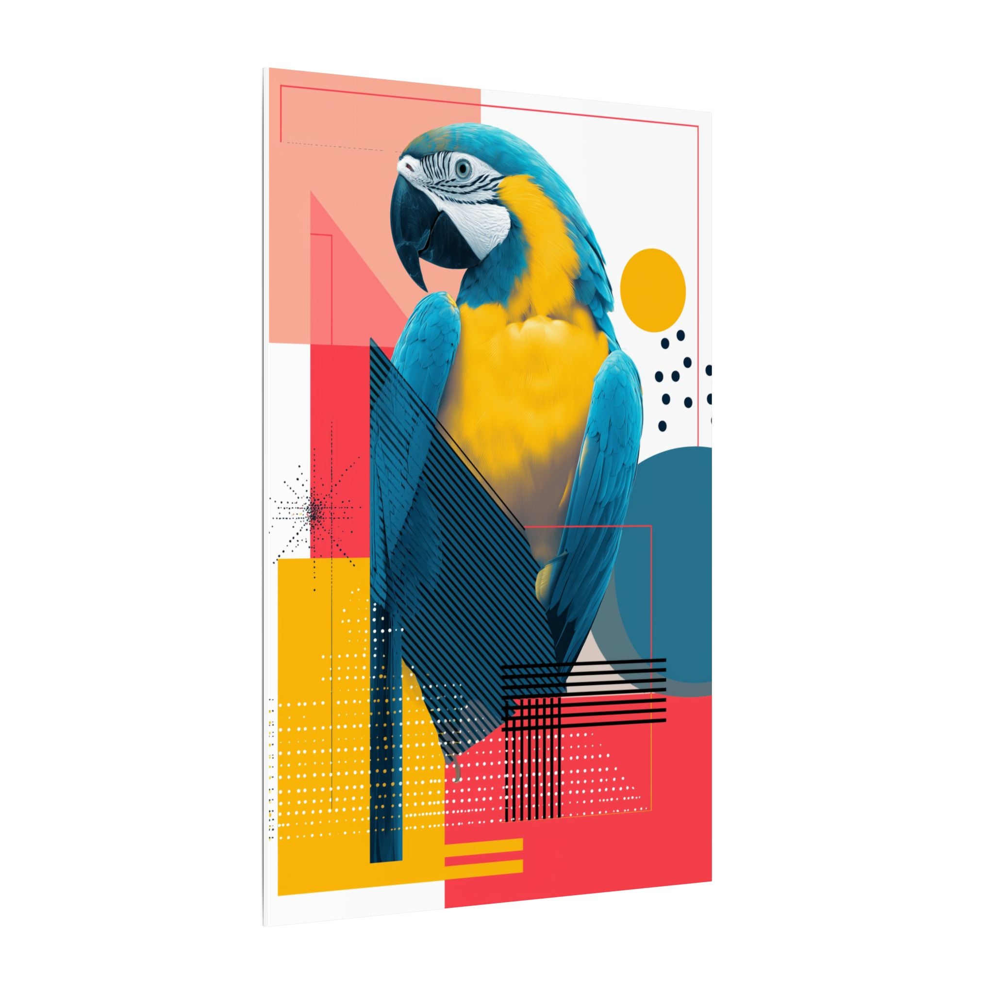 Macaw Geometry: Vibrant Avian Portrait, Modern Graphic Design Print   |    Custom Orders Available