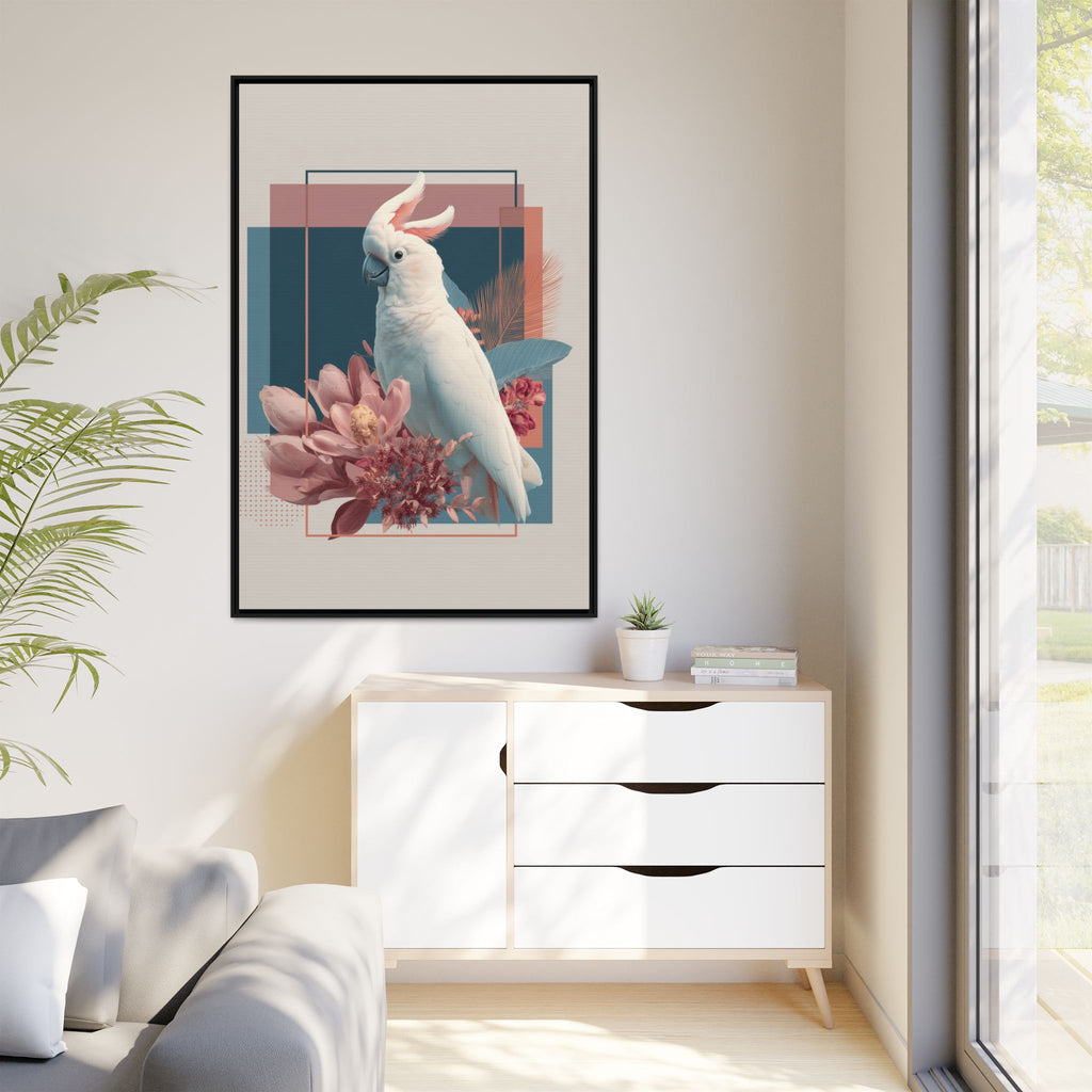 Cockatoo Geometric Framed Print : Modern Wildlife Illustration, Geometric Botanical Fusion   |  Personalized & Custom Orders Available