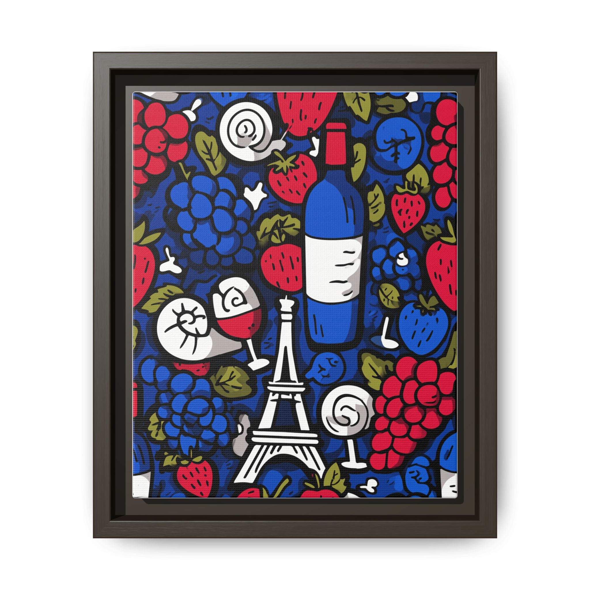 French Wine & Fruit Matte Canvas Art — Framed Paris Kitchen Print