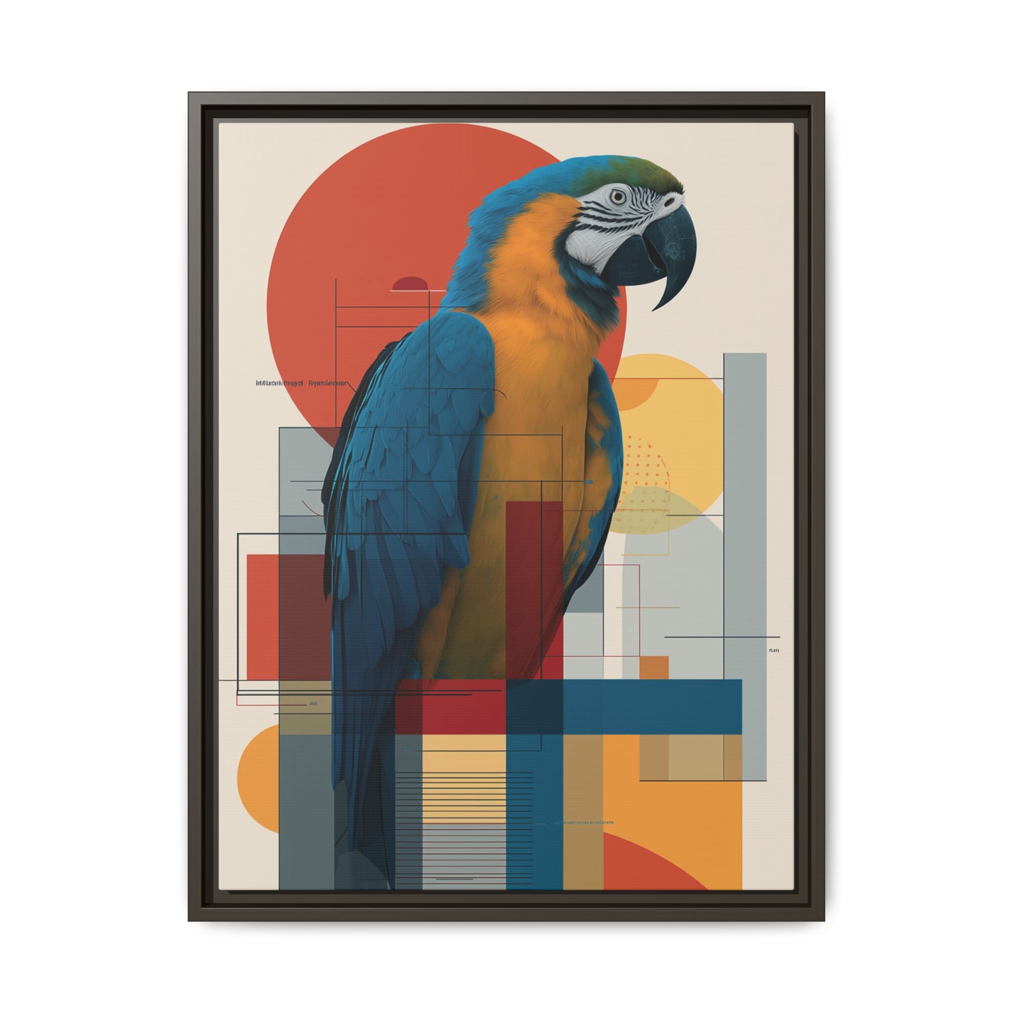 Vibrant Macaw Geometric Framed Print: Avian Realism, Modern Abstract Composition   |  Personalized & Custom Orders Available