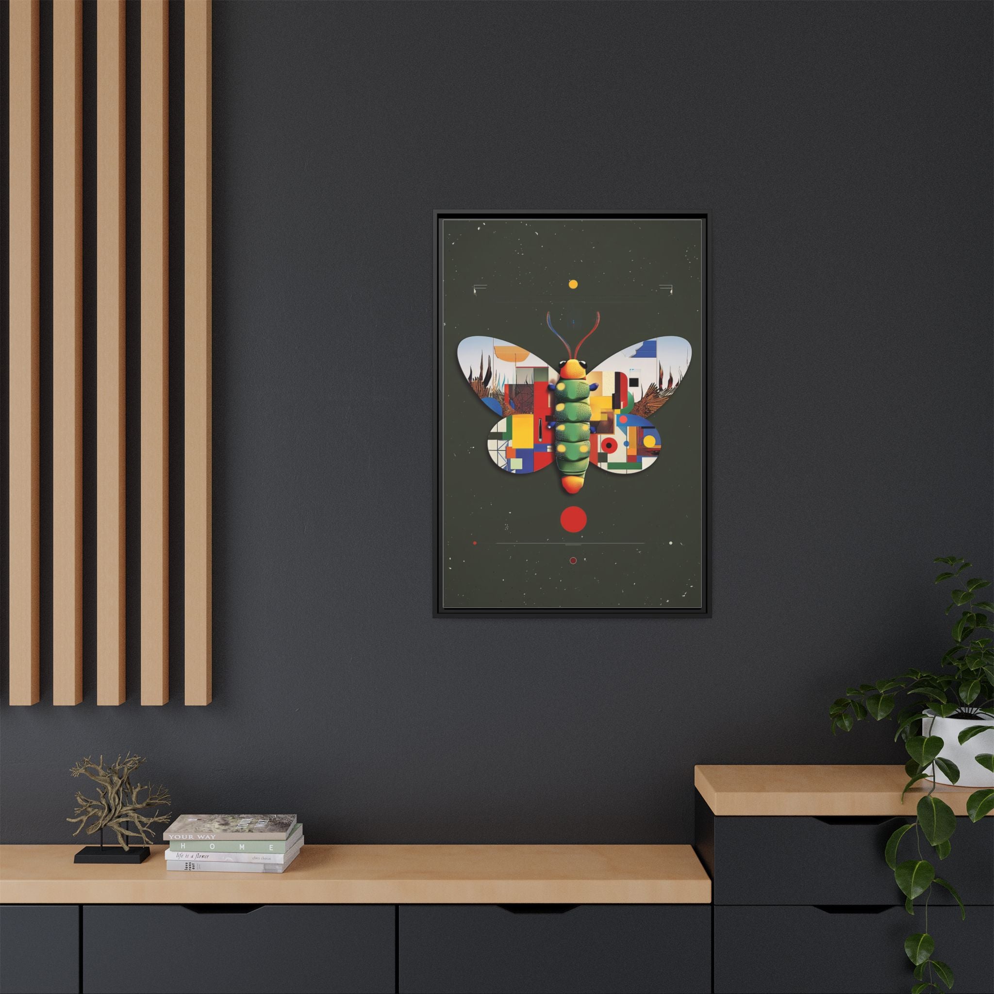 Geometric Butterfly Framed Print : Digital Cubist Interpretation, Modernist Entomological Design   |  Personalized & Custom Orders Available