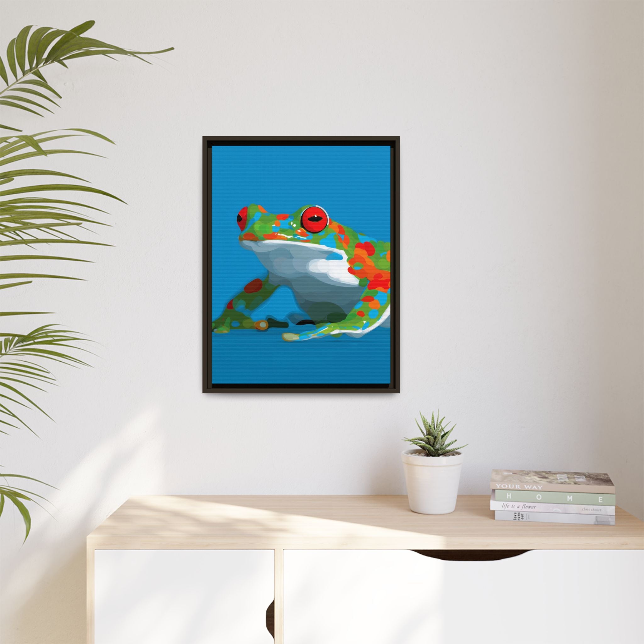 Chromatic Amphibian Framed Print : Mosaic Frog Vector Art, Modern Wildlife Illustration   |  Personalized & Custom Orders Available