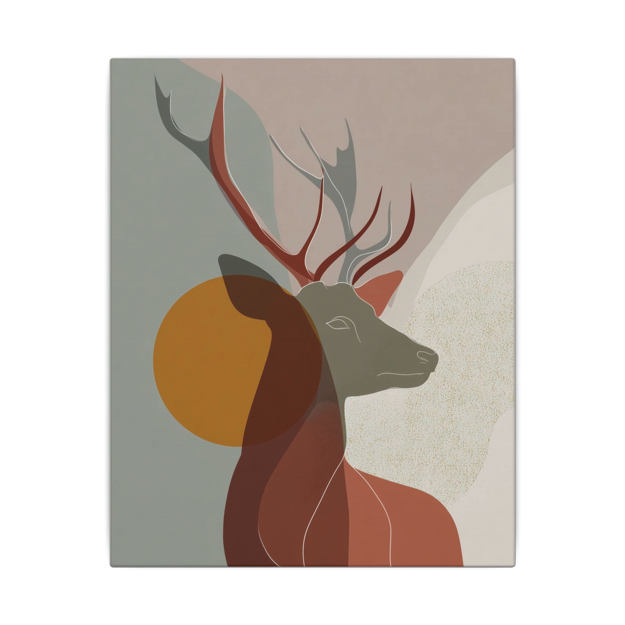 Majestic Deer in Abstraction: Minimalist Geometric Design, Earthy Tones, Mid-Century Modern Art   |  Personalized & Custom Orders Available