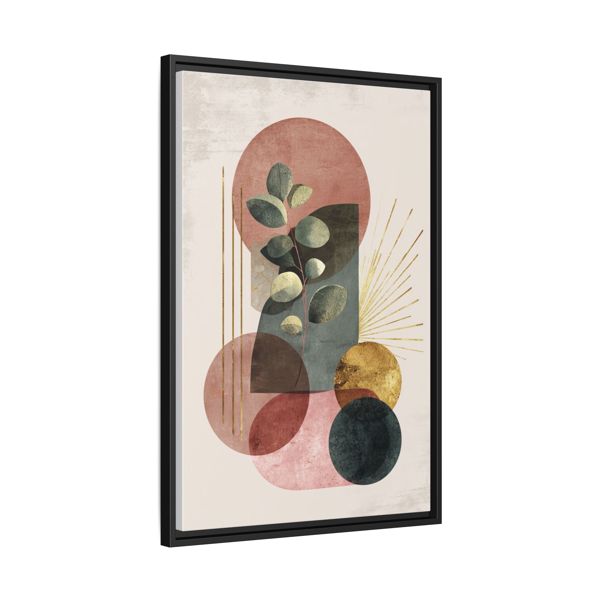 Botanical Geometric Symphony: Eucalyptus Harmony, Metallic Intersections, Modern Earth Tones   |   Custom Orders Accepted