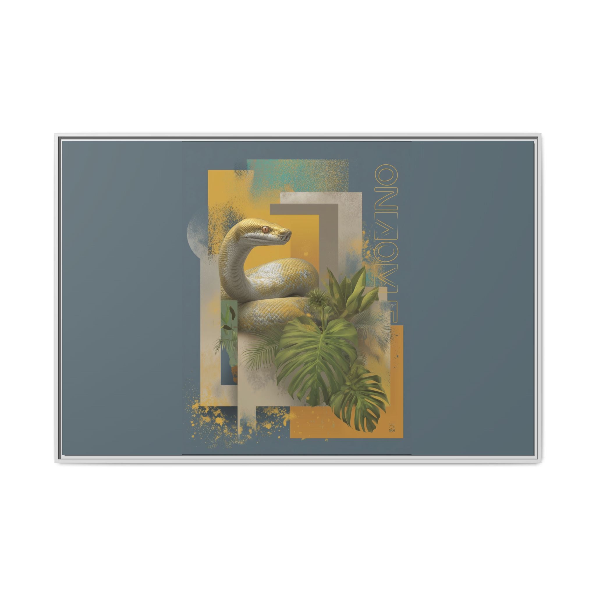 Serpent in Geometry: Tropical Albino Snake Portrait, Modern Botanical Illustration   |    Custom Orders Available