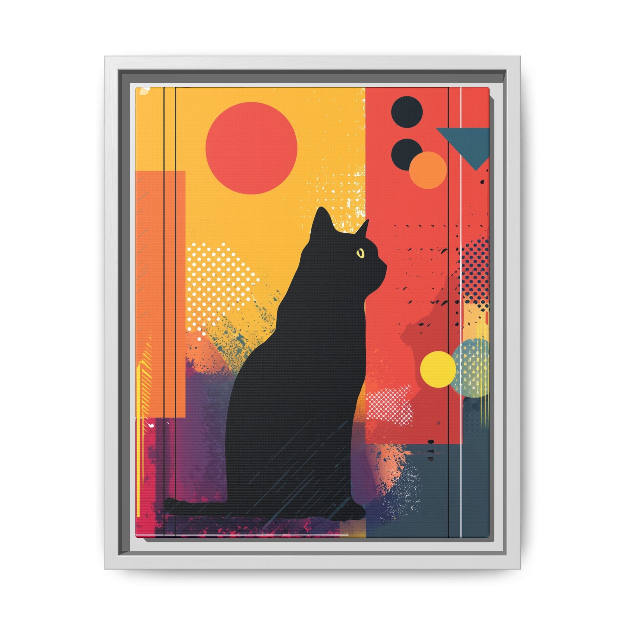 Feline Geometry Framed Print: Abstract Cat Silhouette, Retro Digital Design   |  Personalized & Custom Orders Available
