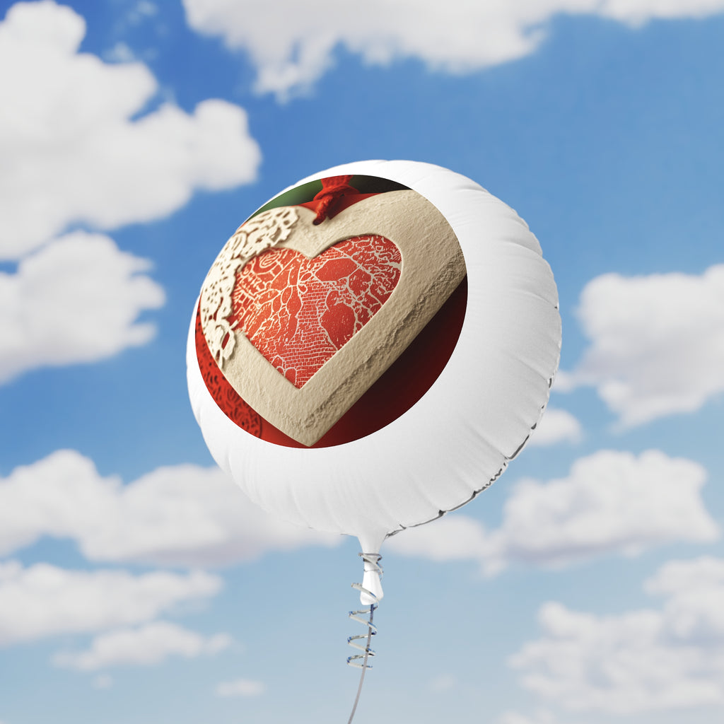 Valentine Heart Mylar Helium Balloon — Lace Heart Love Party Decor