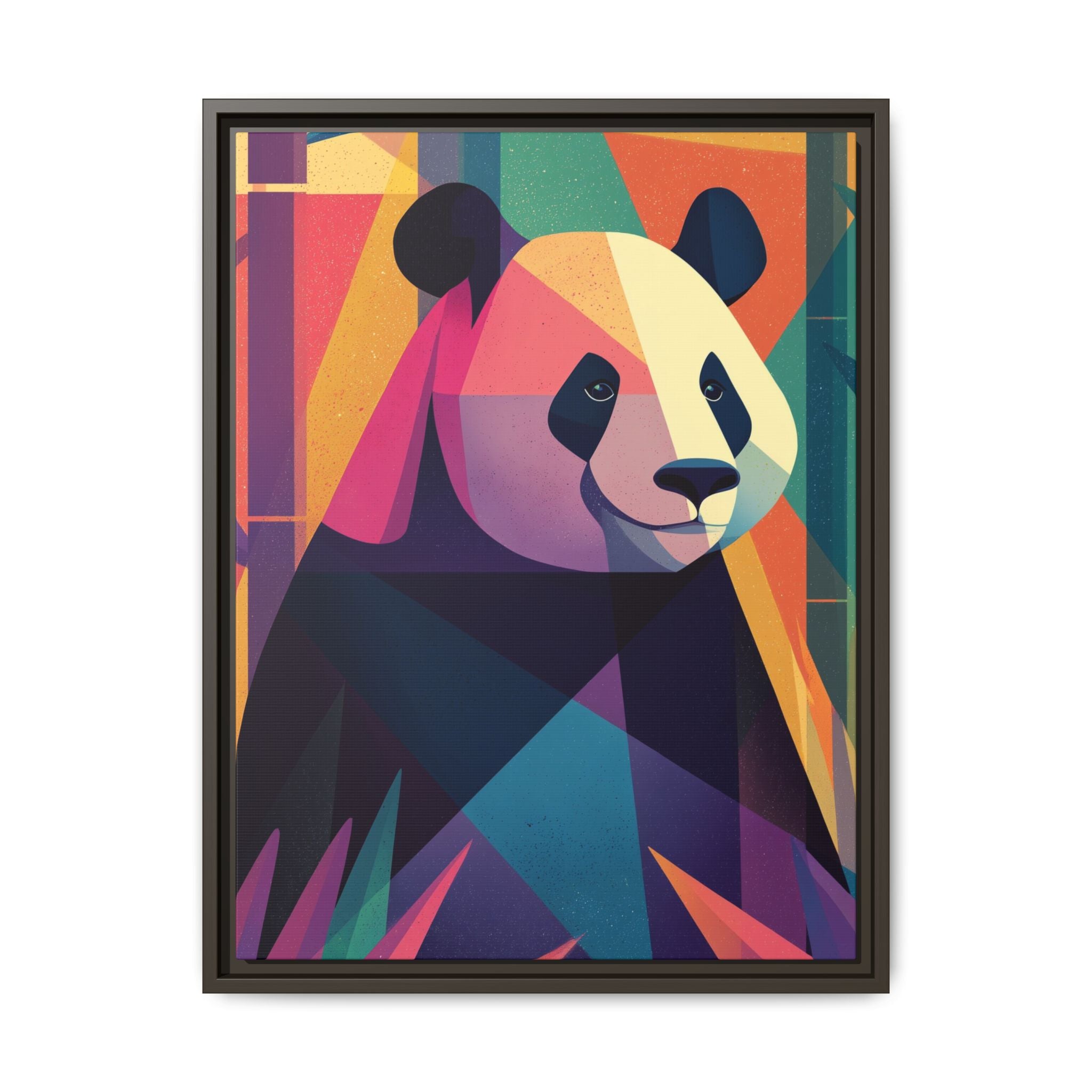Geometric Panda Framed Print : Cubist Wildlife Portrait, Colorful Abstract Interpretation   |  Personalized & Custom Orders Available
