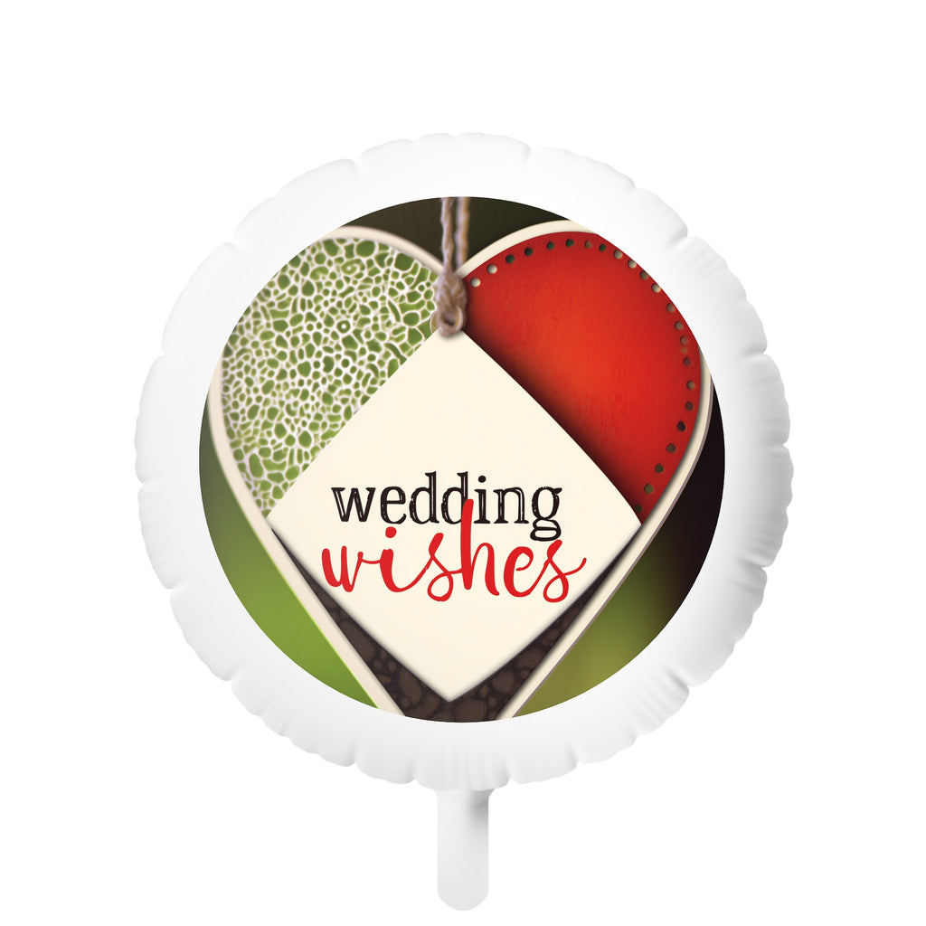 Wedding Wishes Mylar Balloon — Round Helium Balloon for Wedding Decor & Reception Favors