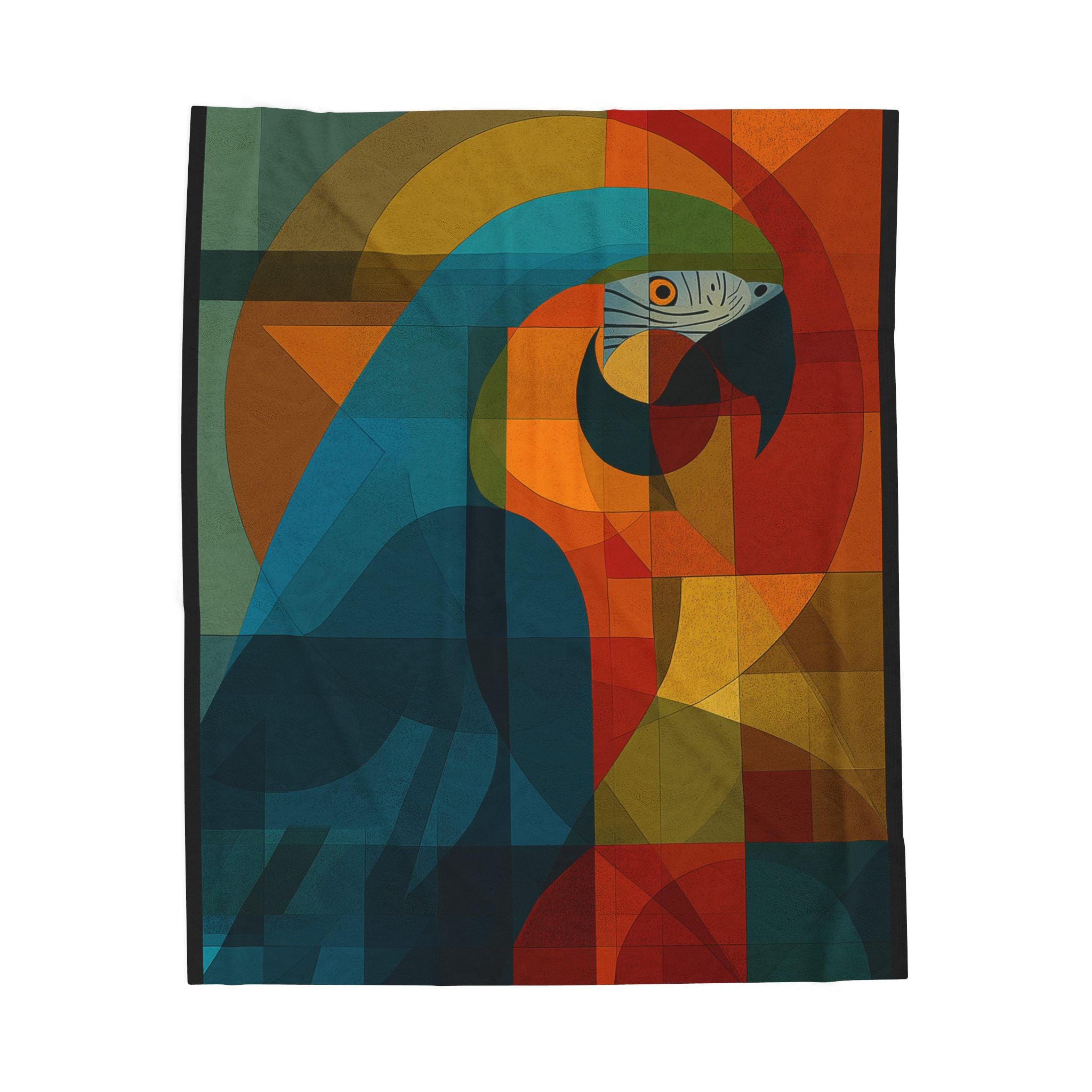 Geometric Macaw Quilt Cover, Doona Cover, Duvet : Cubist Bird Portrait, Angular Color Mosaic   |    Custom Orders Available