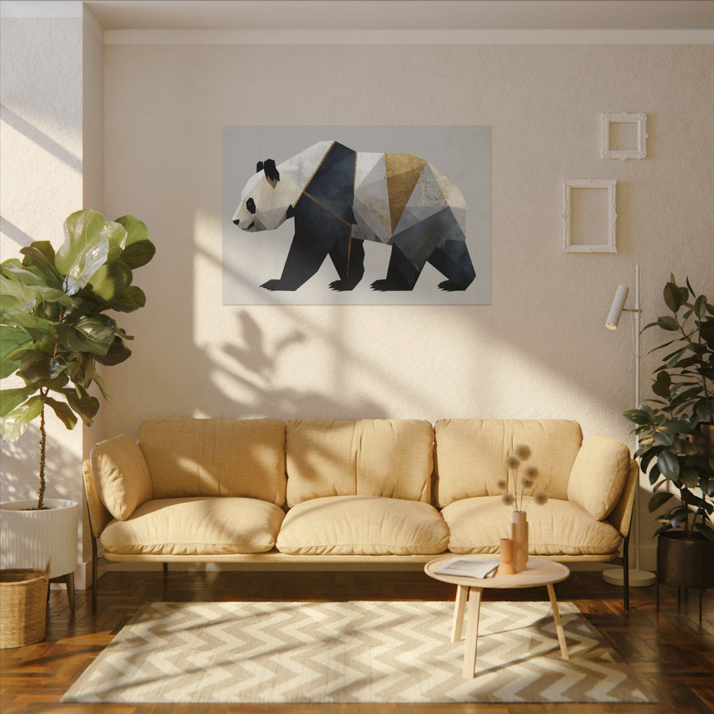Geometric Panda Mosaic: Cubist Wildlife Art, Angular Polygon Design, Modern Metallic Illustration   |  Personalized & Custom Orders