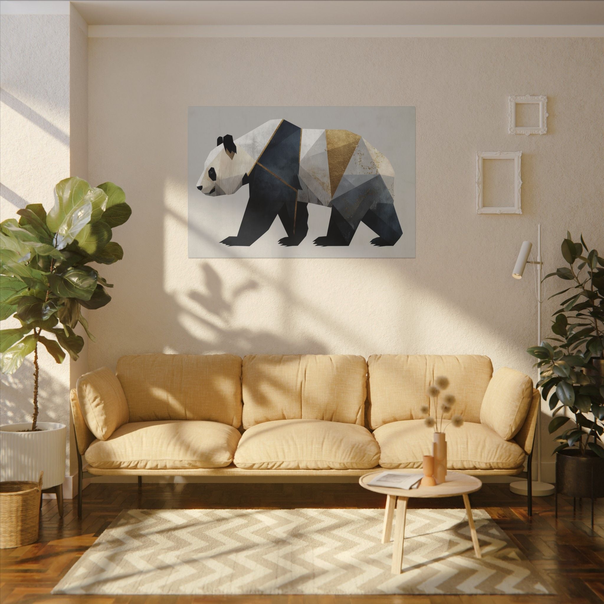 Geometric Panda Mosaic: Cubist Wildlife Art, Angular Polygon Design, Modern Metallic Illustration   |  Personalized & Custom Orders