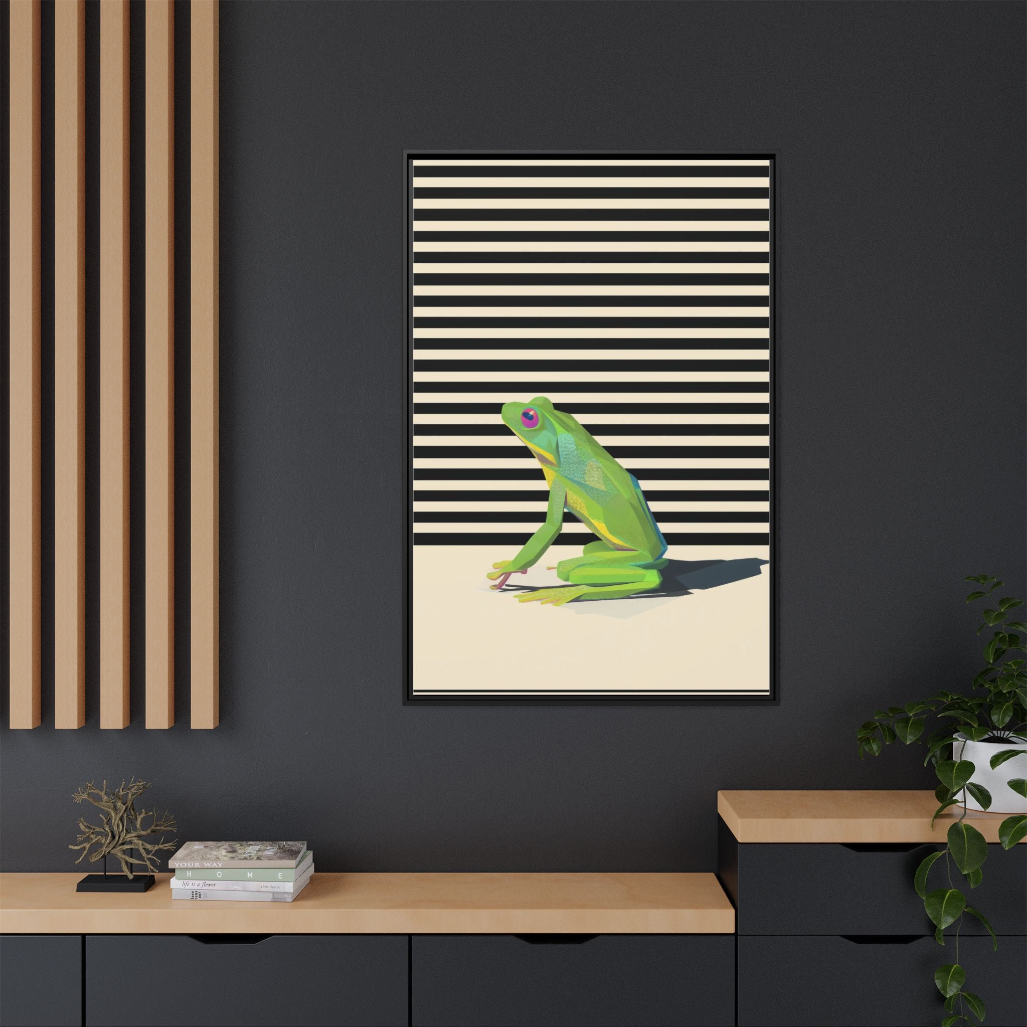 Geometric Frog Persona: Modern Wildlife Illustration, Vibrant Graphic Design   |  Personalized & Custom Orders Available